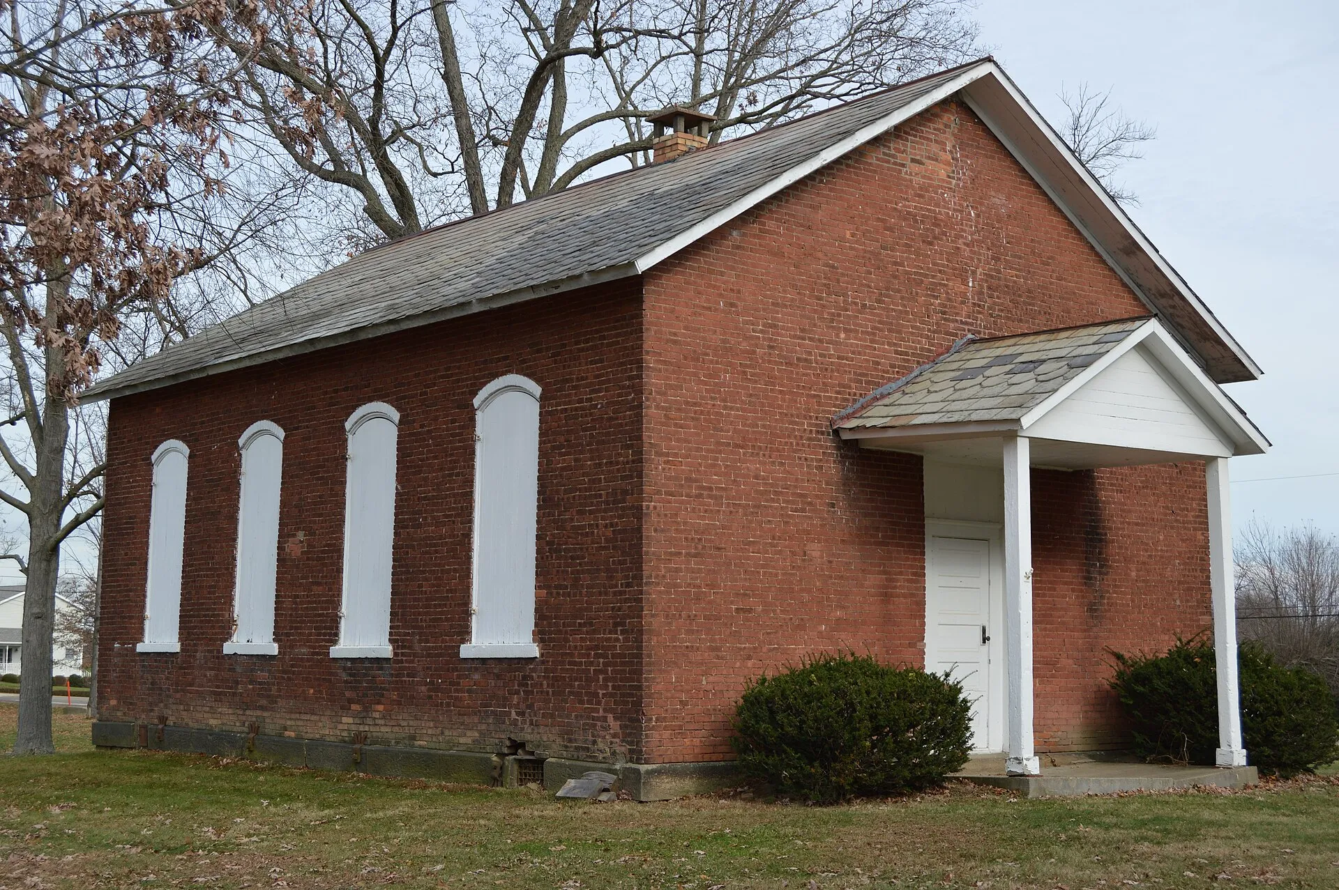 Front and western side of the former McKinley School #3, located on the northwestern corner of the junction of McKinley Road and the Thirty-seventh Street Extension in Chippewa Township , Beaver County , Pennsylvania , United States . It was built in 1872.
