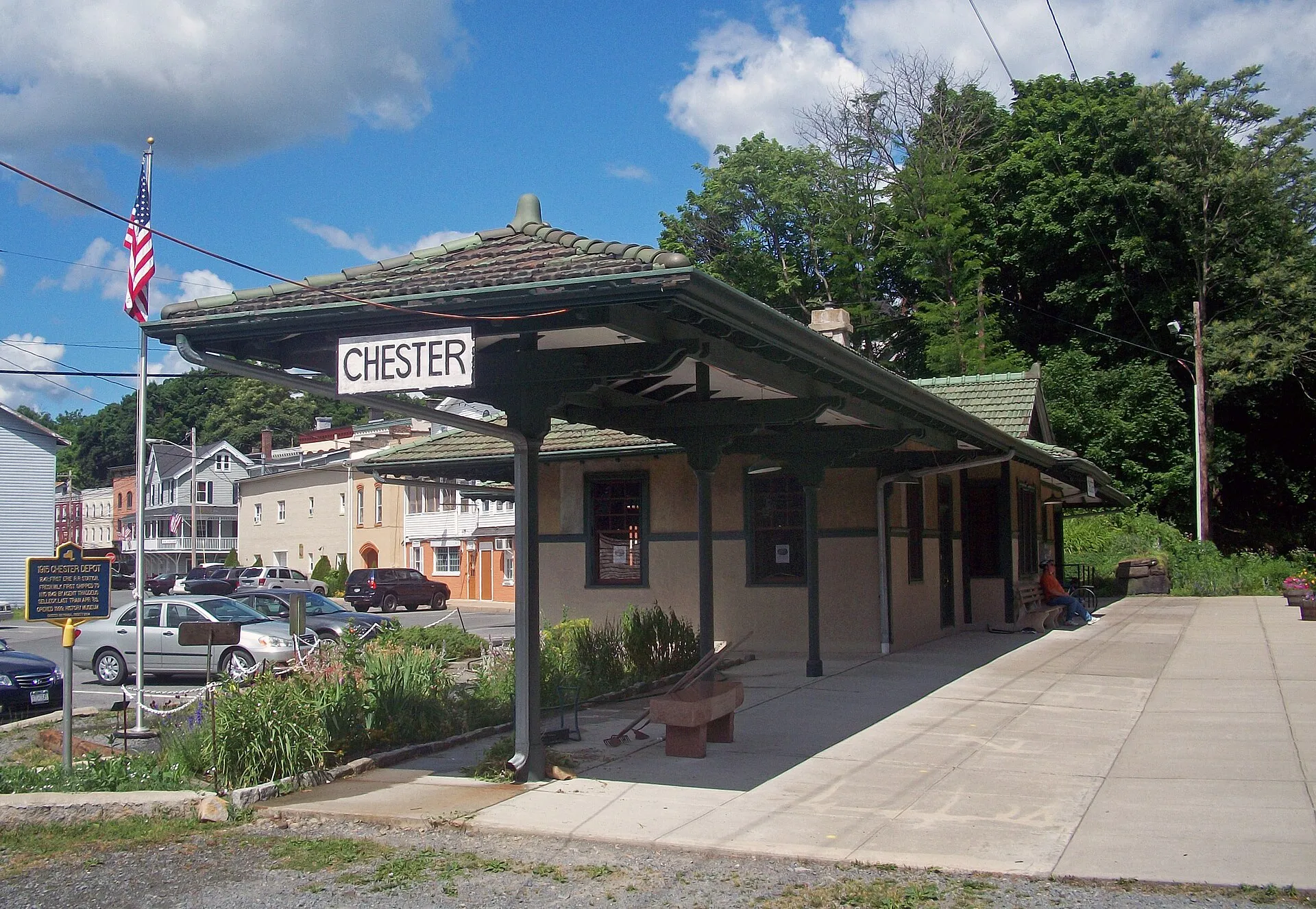 Former Chester , NY, USA station on Erie Railroad main line. Now used as a local history museum, with rail trail adjacent