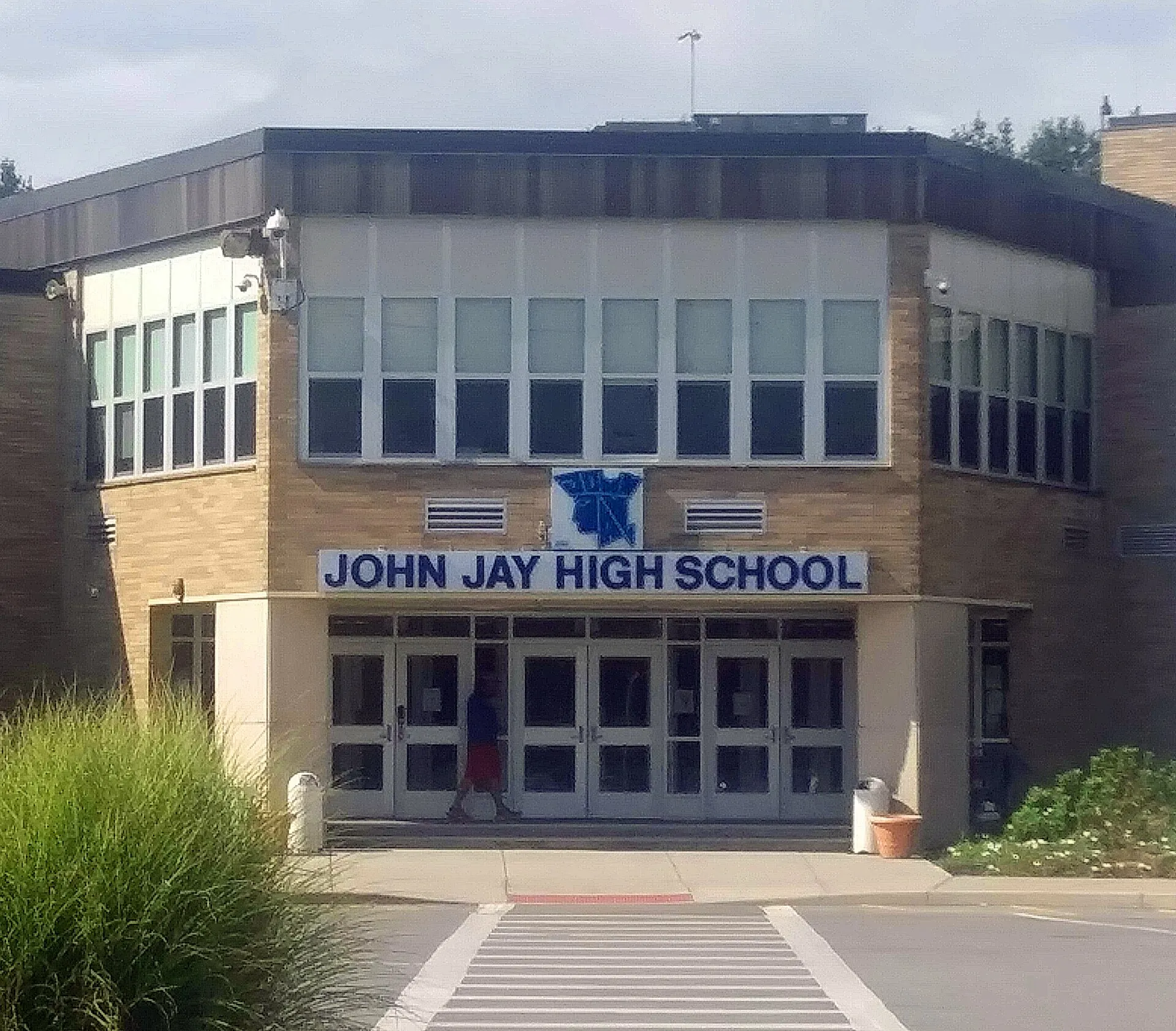Main entrance portico of John Jay High School, Hopewell Junction, NY, USA
