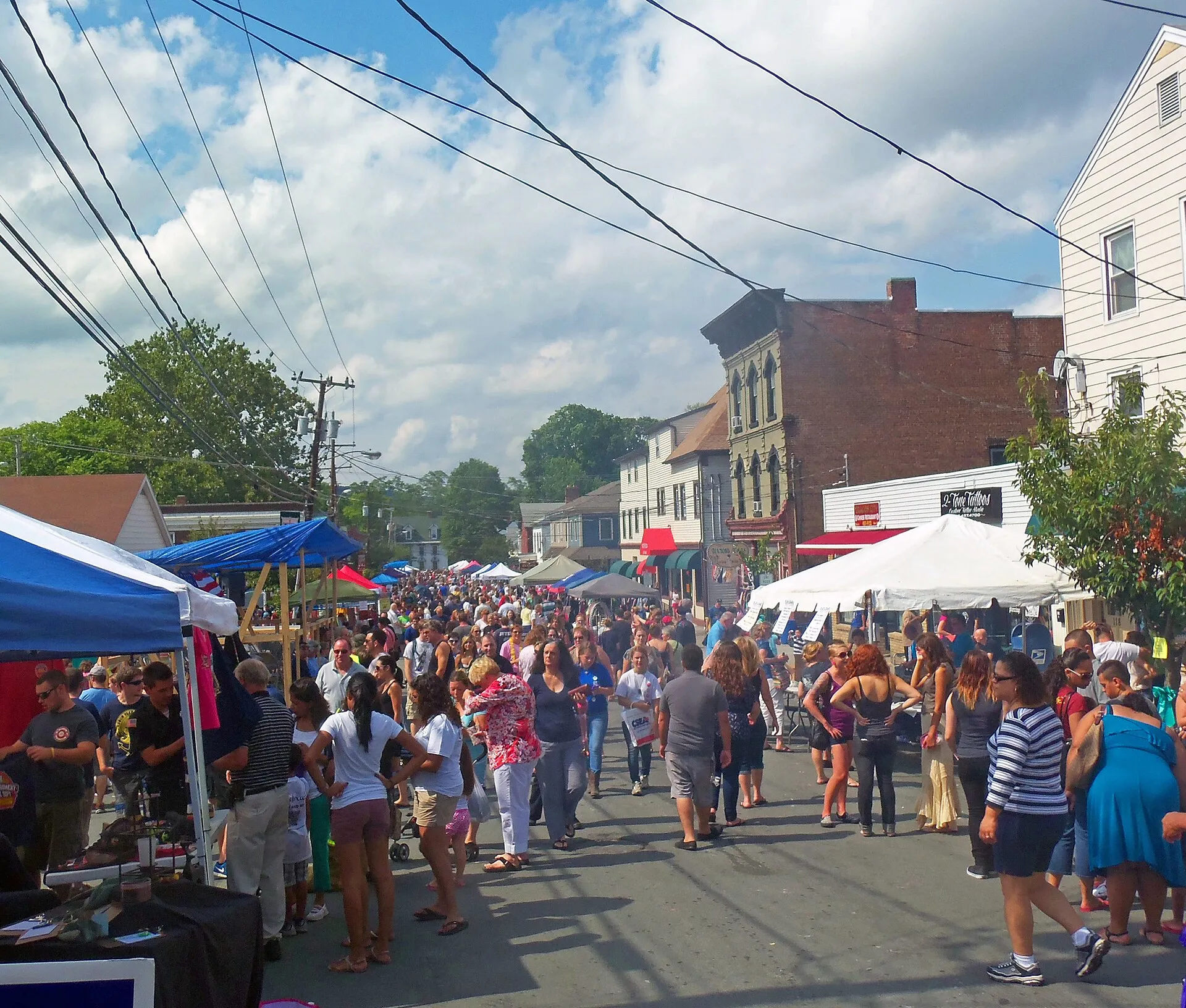 View west along Academy Street, Montgomery , NY, USA, during annual General Montgomery Day celebration