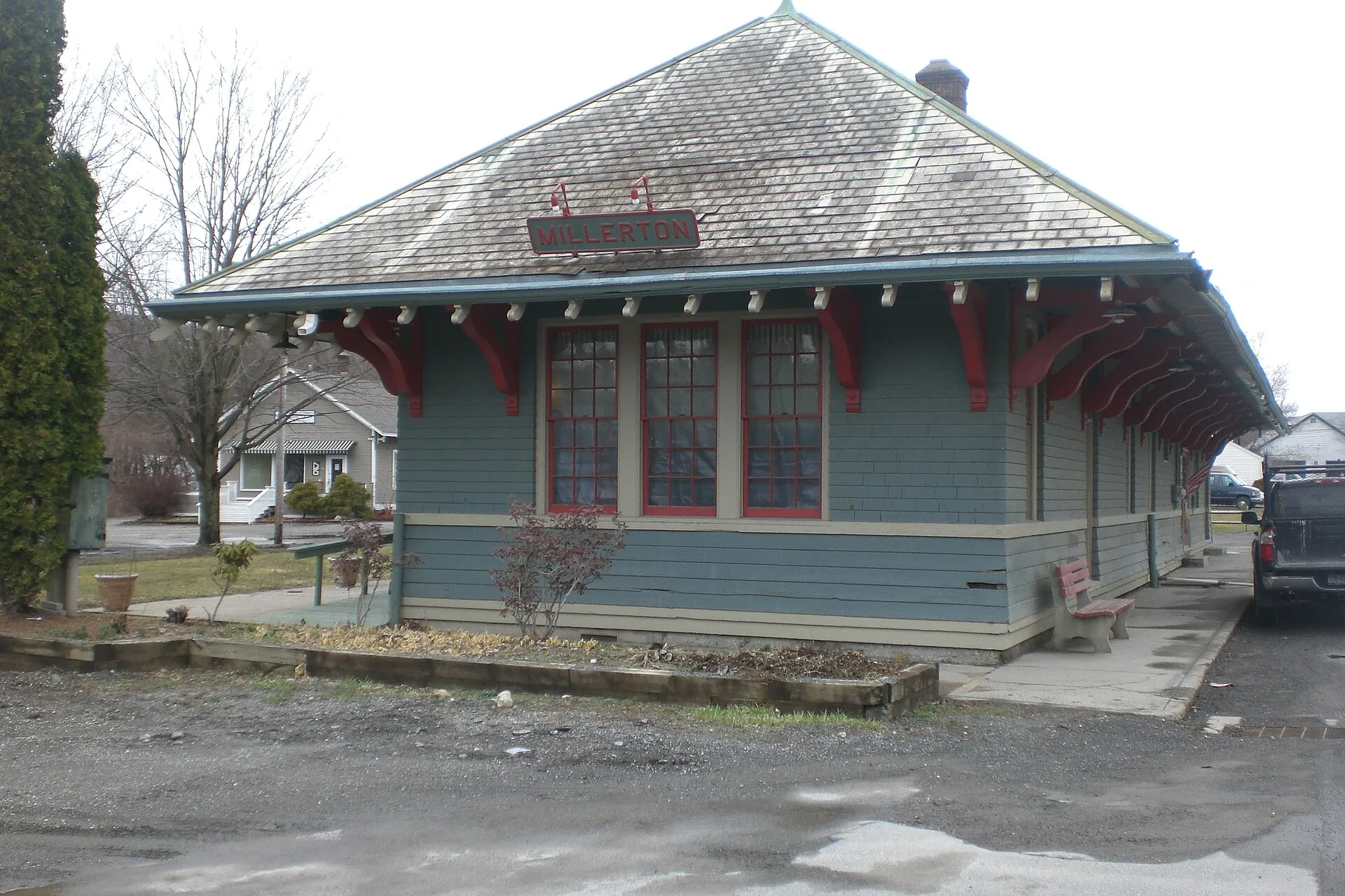 A view of the former New York Central Railroad, Millerton train station. Currently the building is vacant