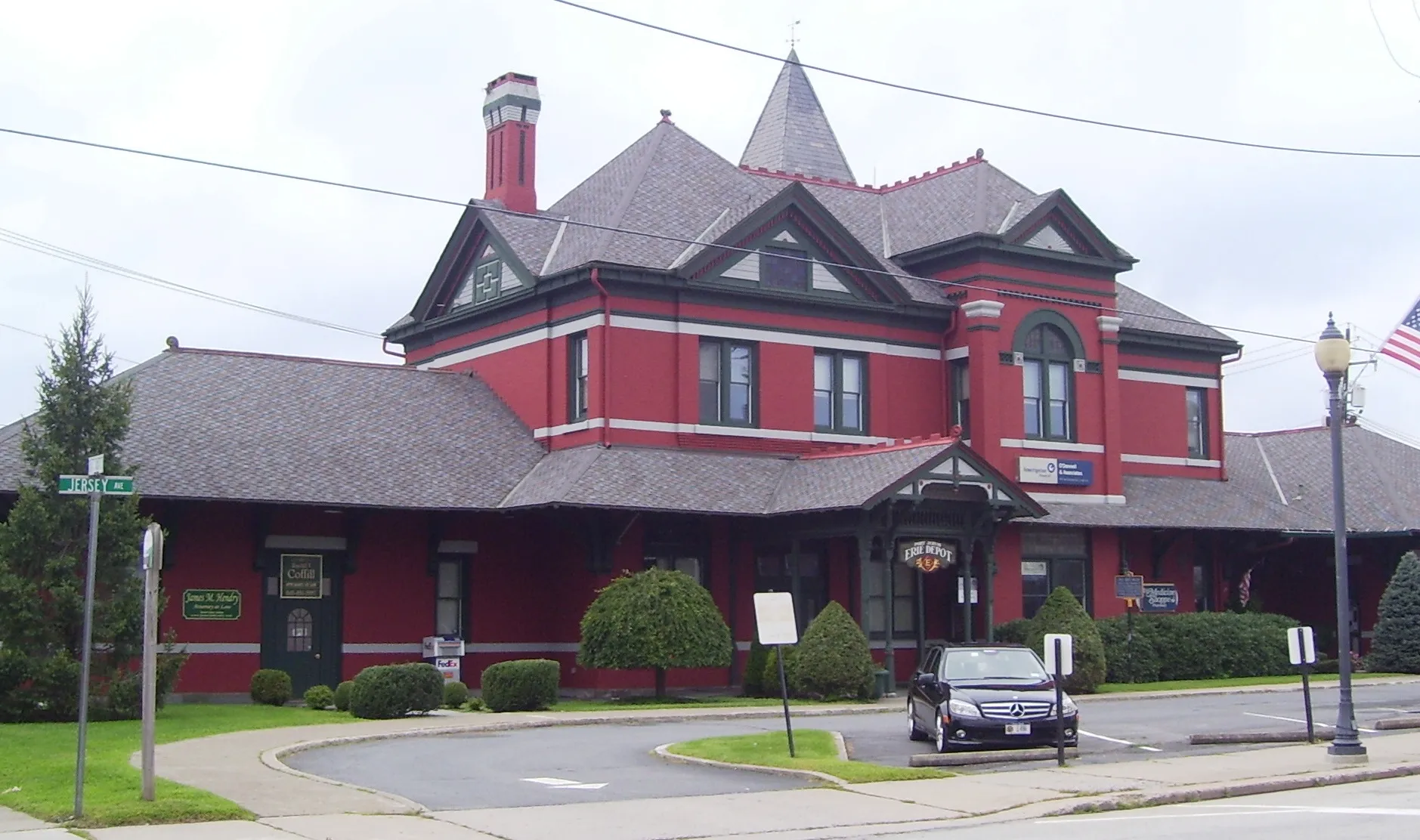 The front of the restored Erie Depot in Port Jervis, New York, built in 1892, at the time the largest epot on the Erie Line