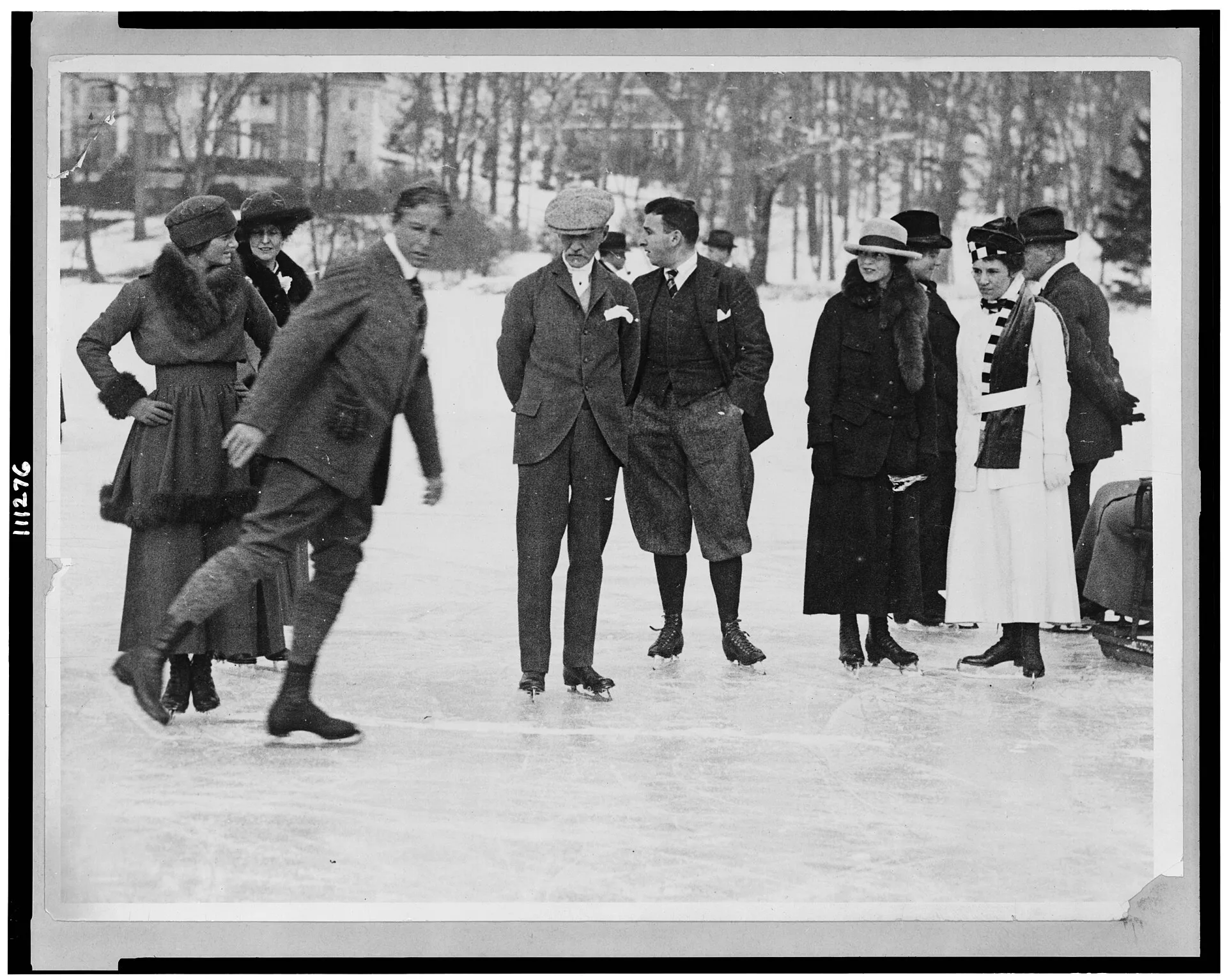 Title: Ice-skaters on ice in Tuxedo Park, New York Abstract/medium: 1 photographic print