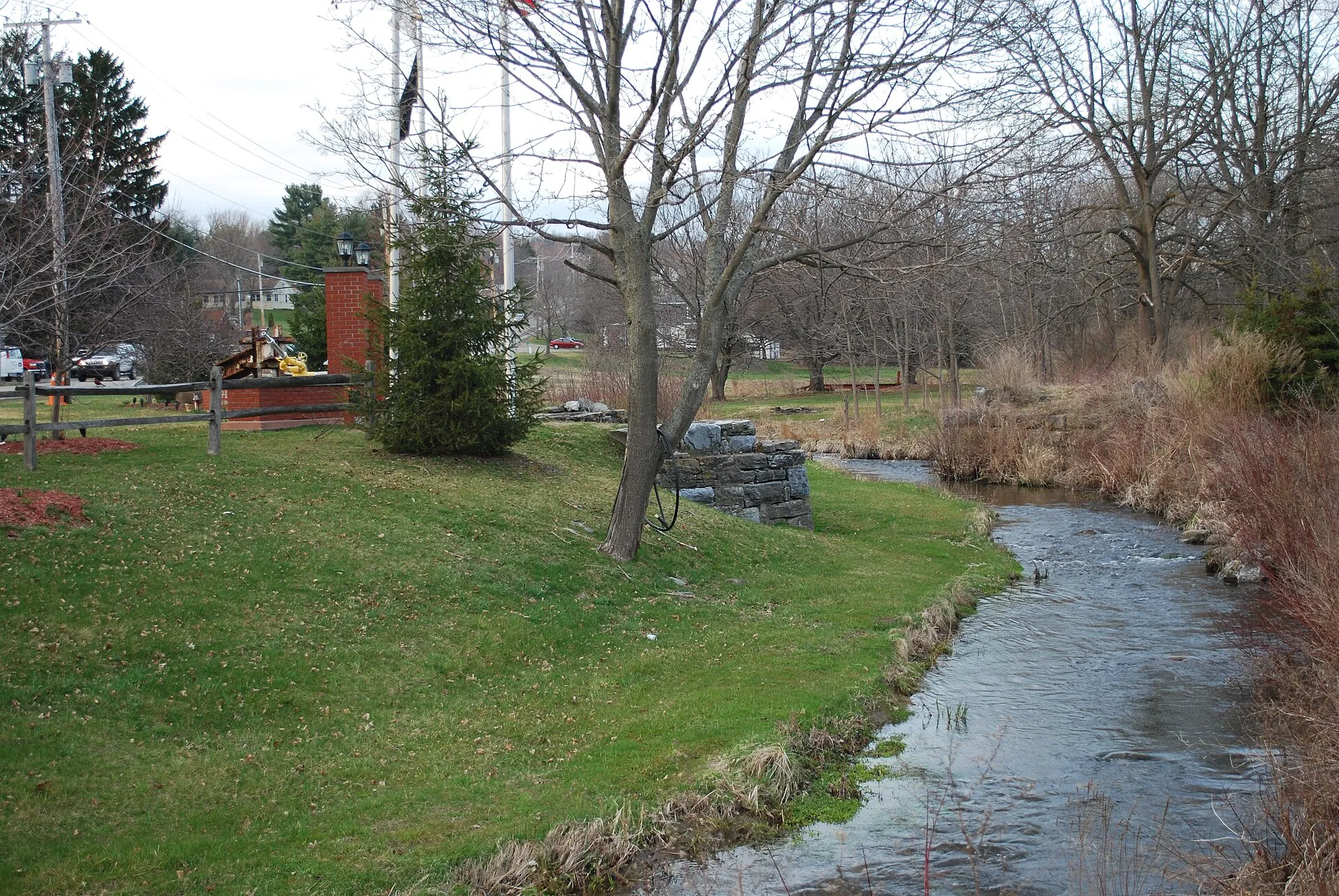 The Sprout Creek in Verbank, New York; a portion of NY 82 is visible