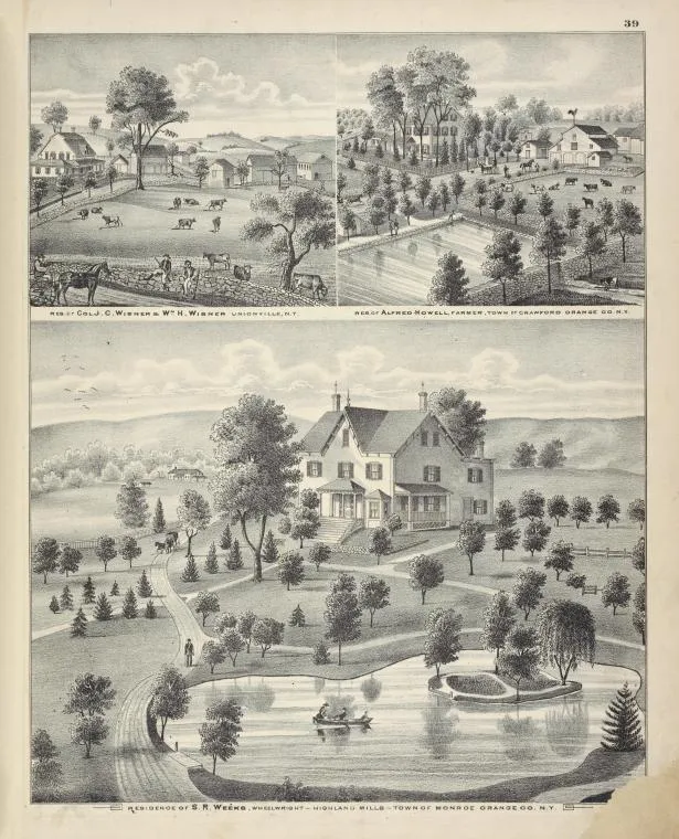 Digital ID: 1652165. Res. of Col. J. C. Wisner & Wm. H. Wisner Unionville, N.Y. ; Res. of Alfred Howell, Farmer, Town of Crawford Orange Co., N.Y. ; Residence o…