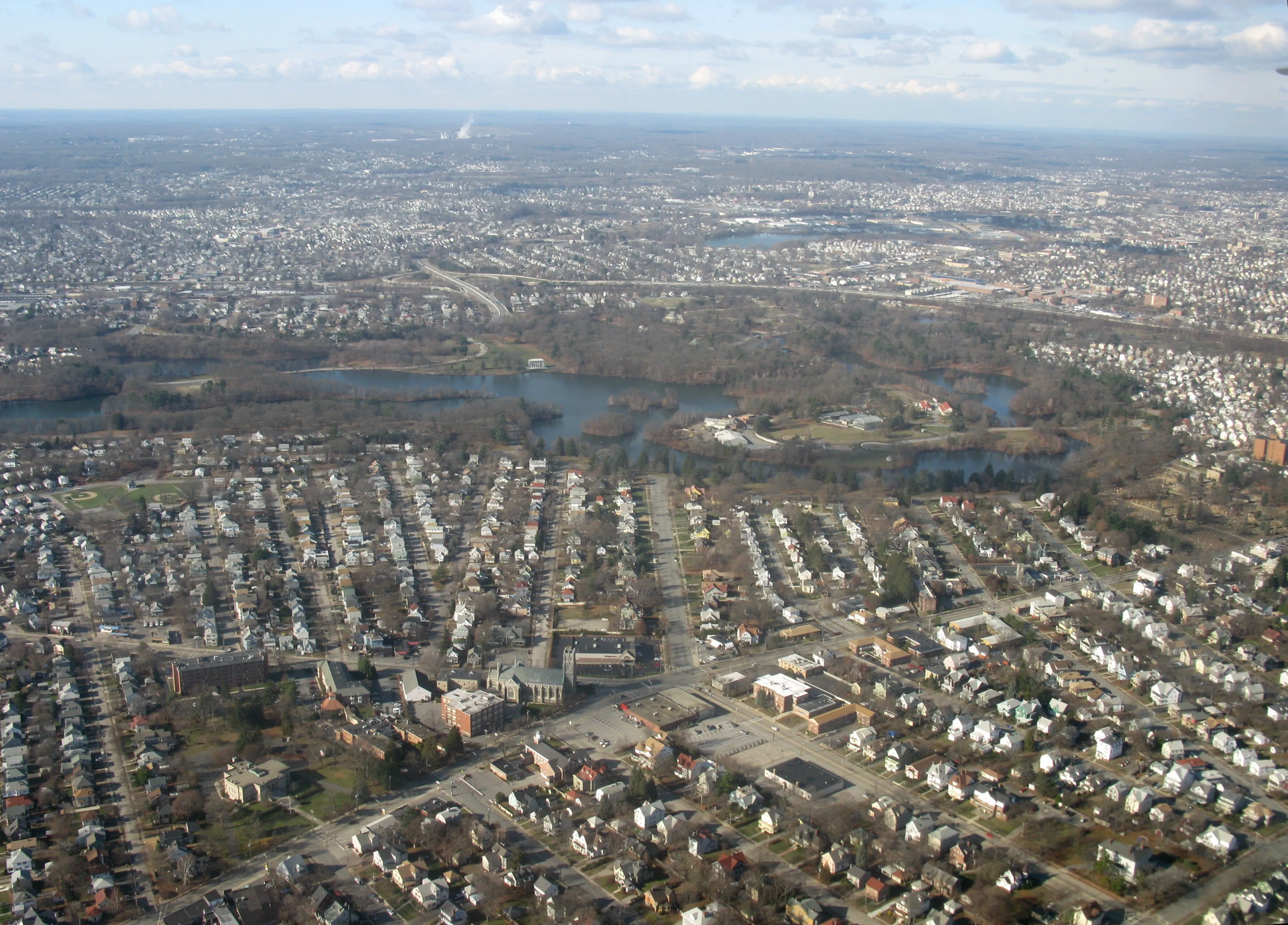 Aerial view of Cranston, Rhode Island.