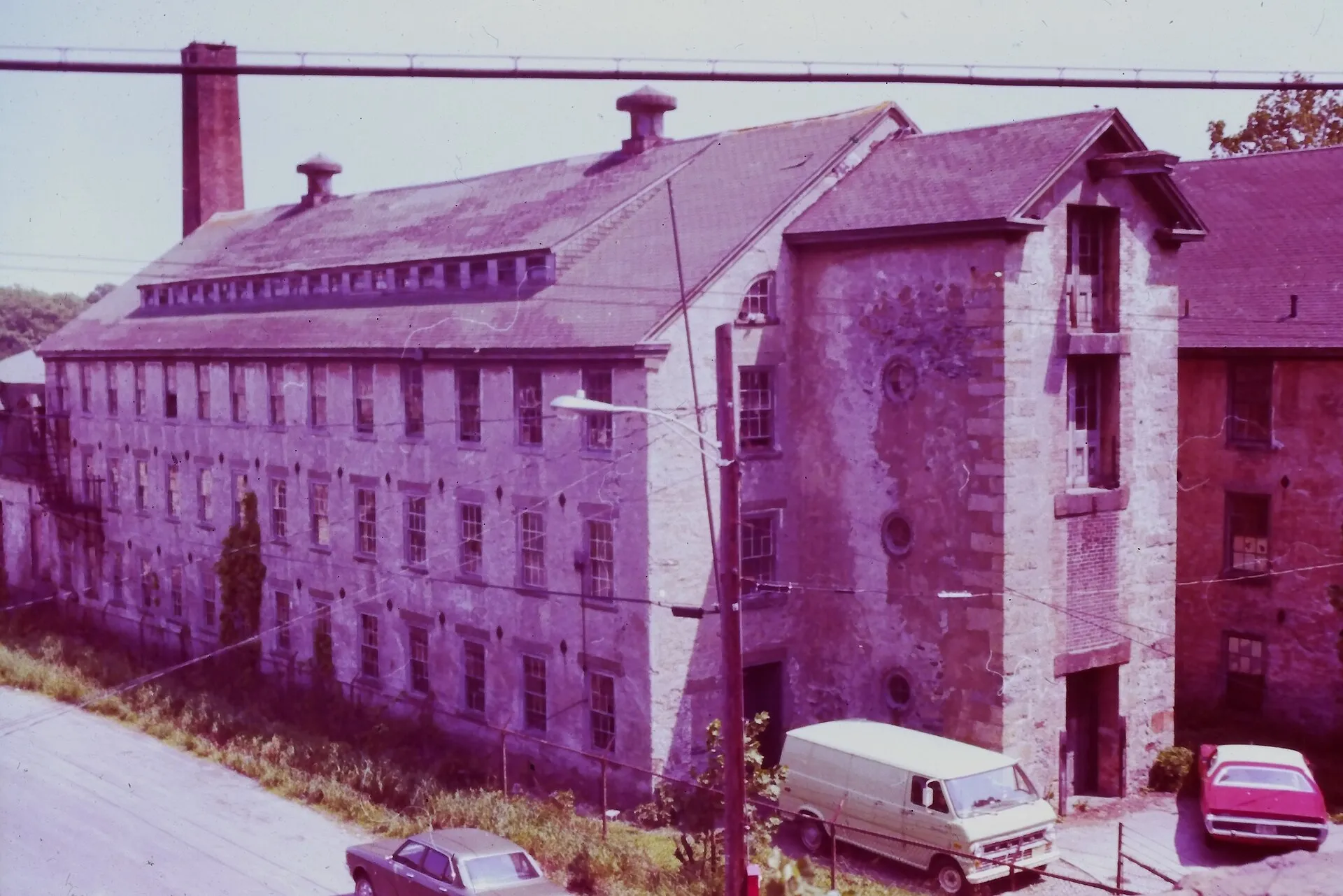 Bay Mill in East Greenwich, built in 1840 — a trap-door monitor textile mill.