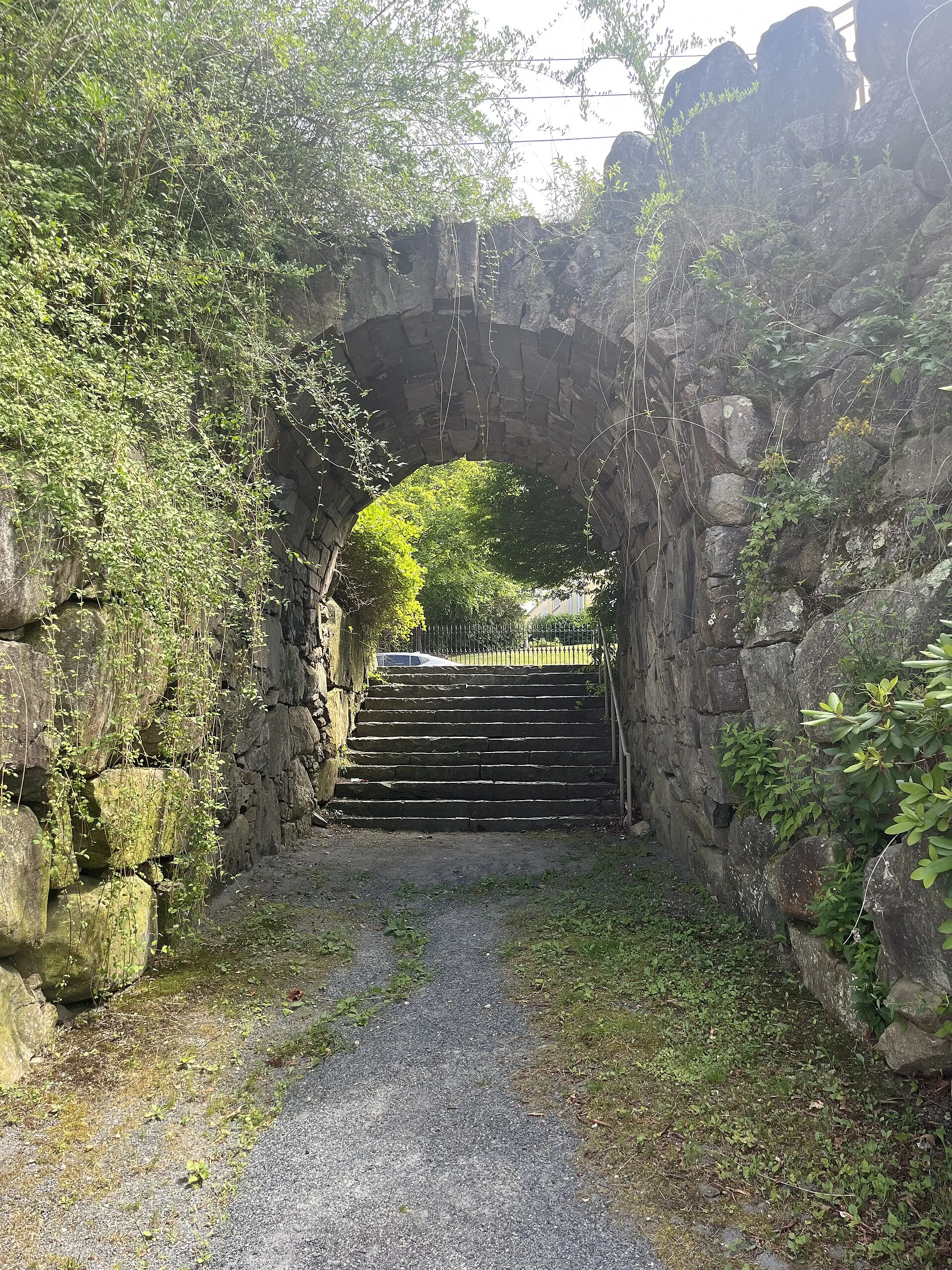 The interior of the Rockery, a Civil War cairn in Easton, MA.