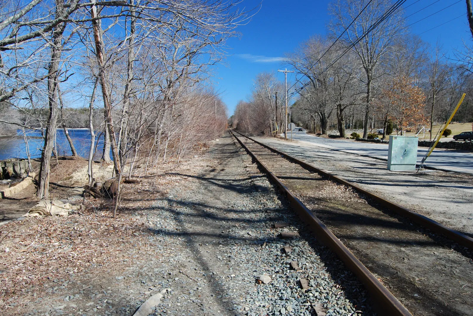 A portion of the Fall River Branch Railroad near Forge Road in Freetown, Massachusetts. This track was later part of the Old Colony Railroad system, and is now….