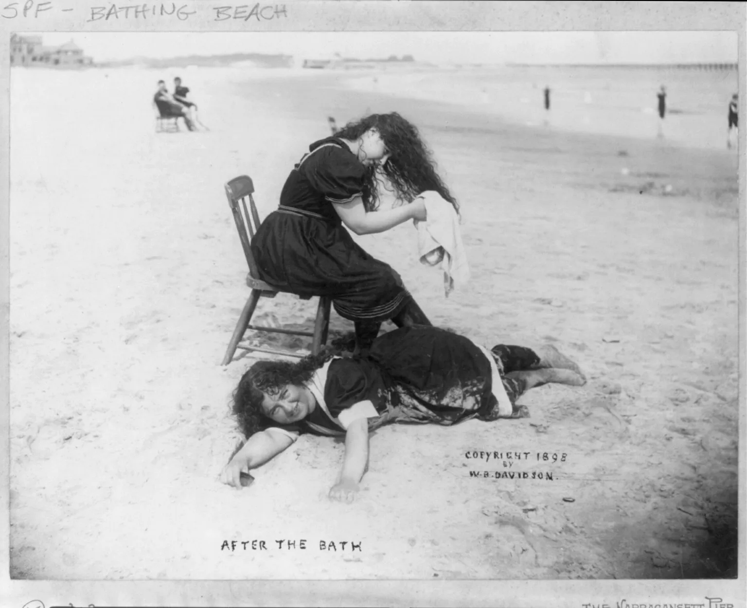 Historic photograph "After the bath" (Library of Congress), Narragansett beach scene.