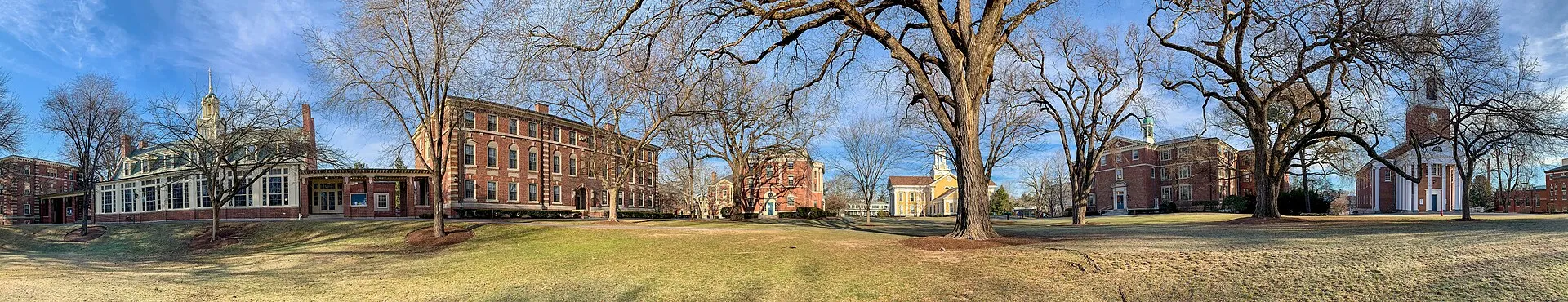Panorama of Wheaton College, Norton Massachusetts. Emerson Hall, Larcom Hall, Park Hall, Mary Lyon Hall, Knapton Hall, Cole Chapel.