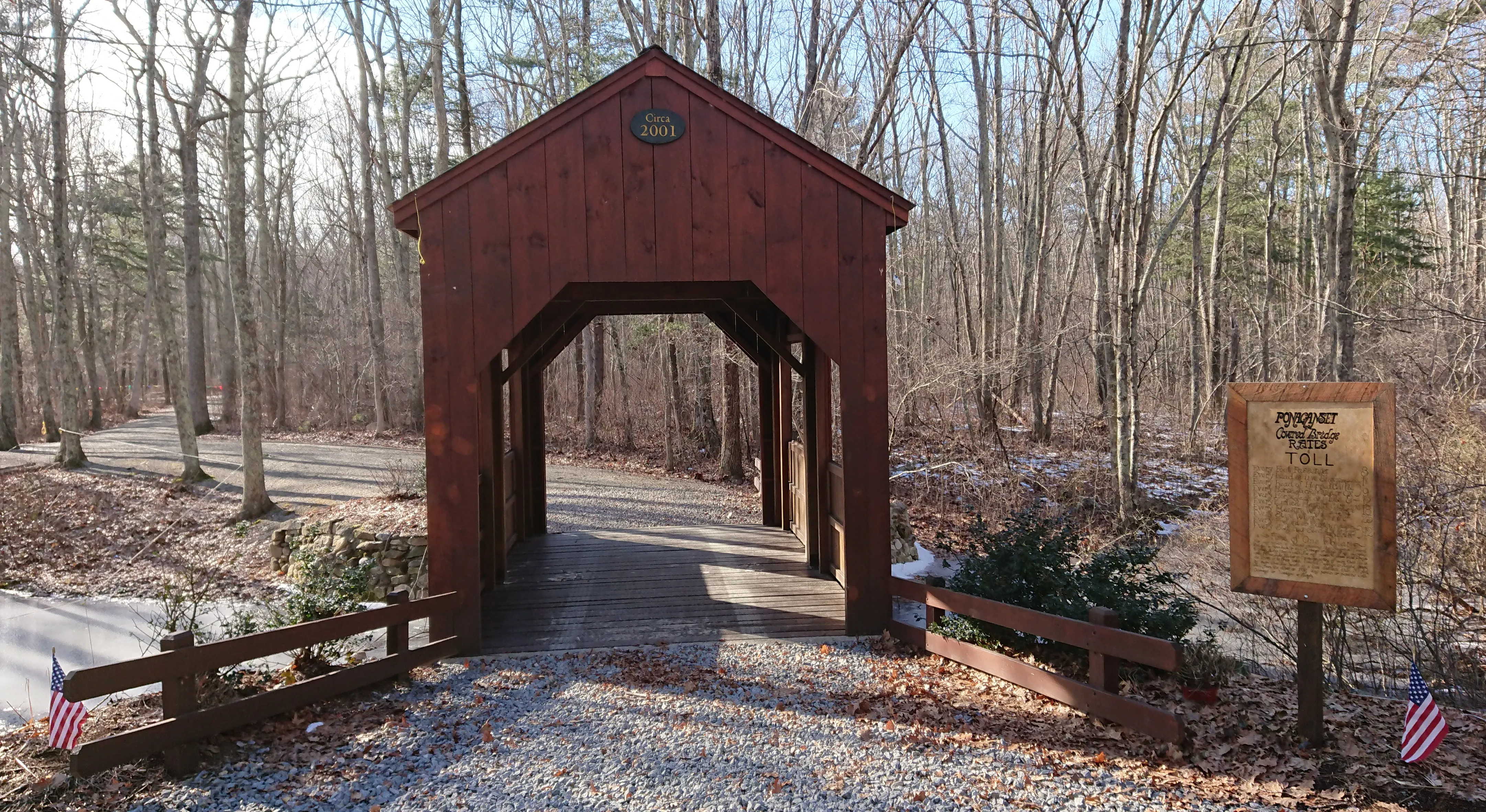 The covered bridge on the Ponaganset High School cross-country trail, Scituate.