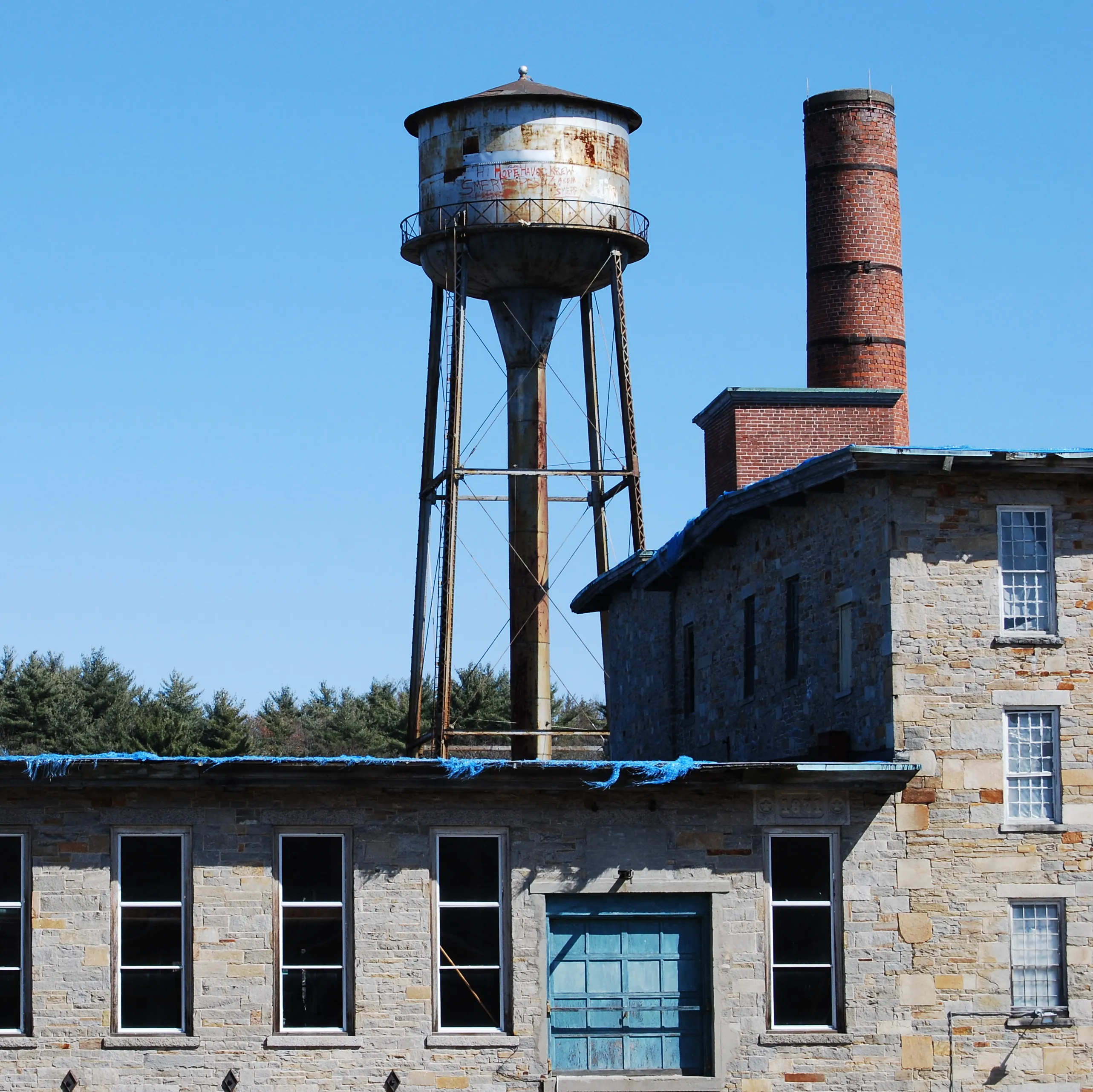 Mill water tower in Hope, a village of Scituate, Rhode Island.