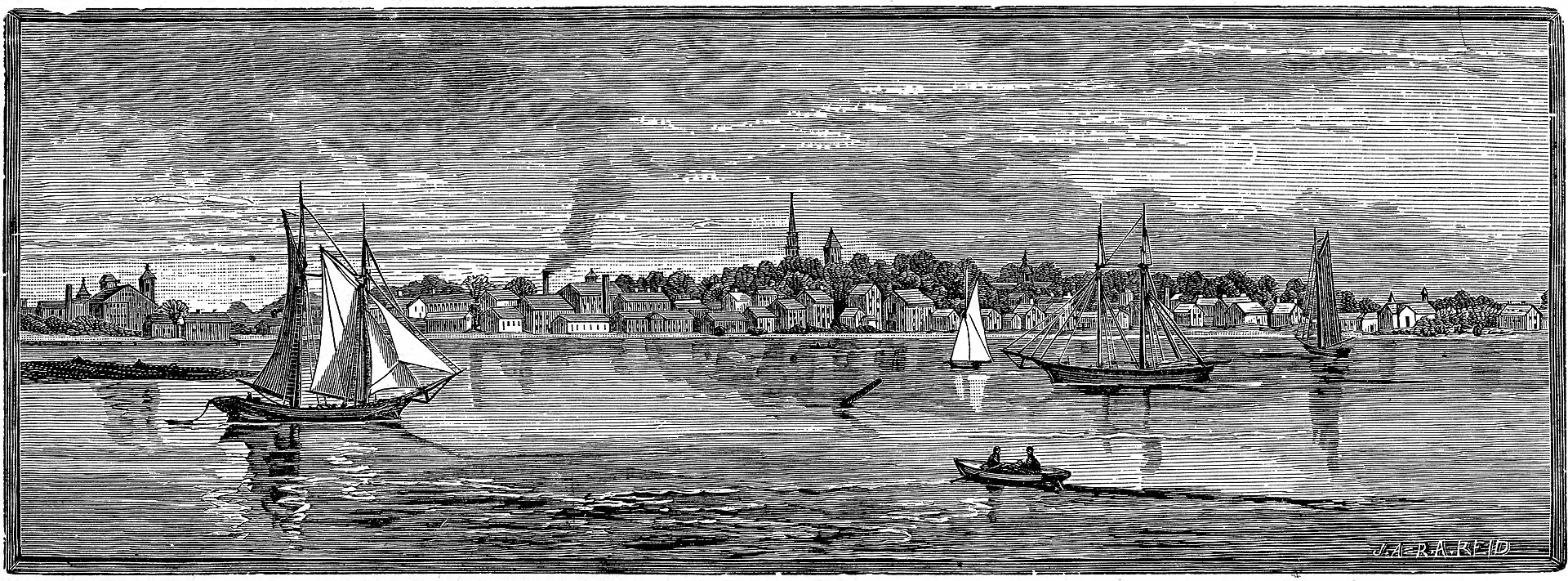 Warren, from the Beacon.Engraving from The Providence Plantations for 250 Years, Welcome Arnold Greene (1886). Page 410.