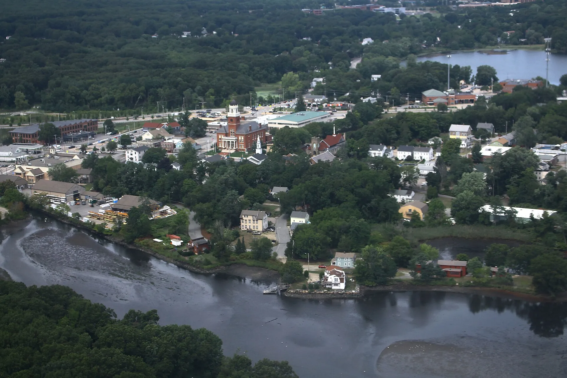 Aerial view of Apponaug Cove, Warwick, Rhode Island.