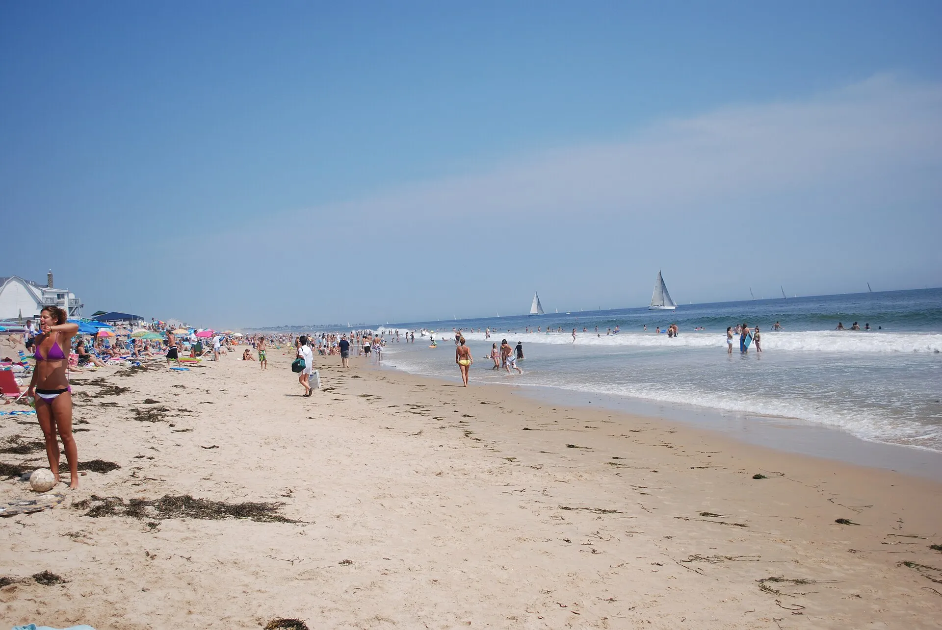 Looking east on Misquamicut Beach, Westerly, Rhode Island.