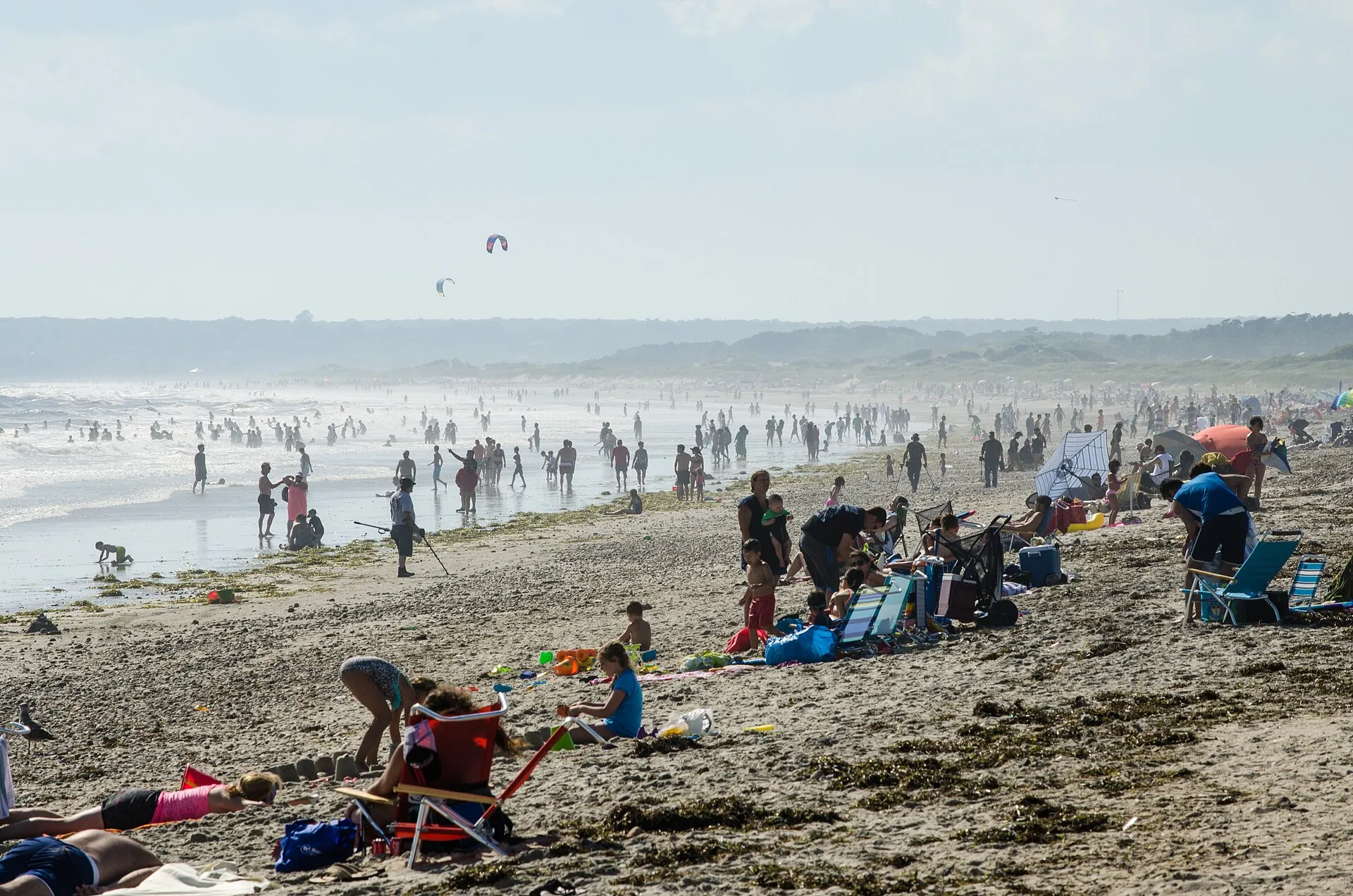 A busy hot summer day at Horseneck Beach in Westport, MA.