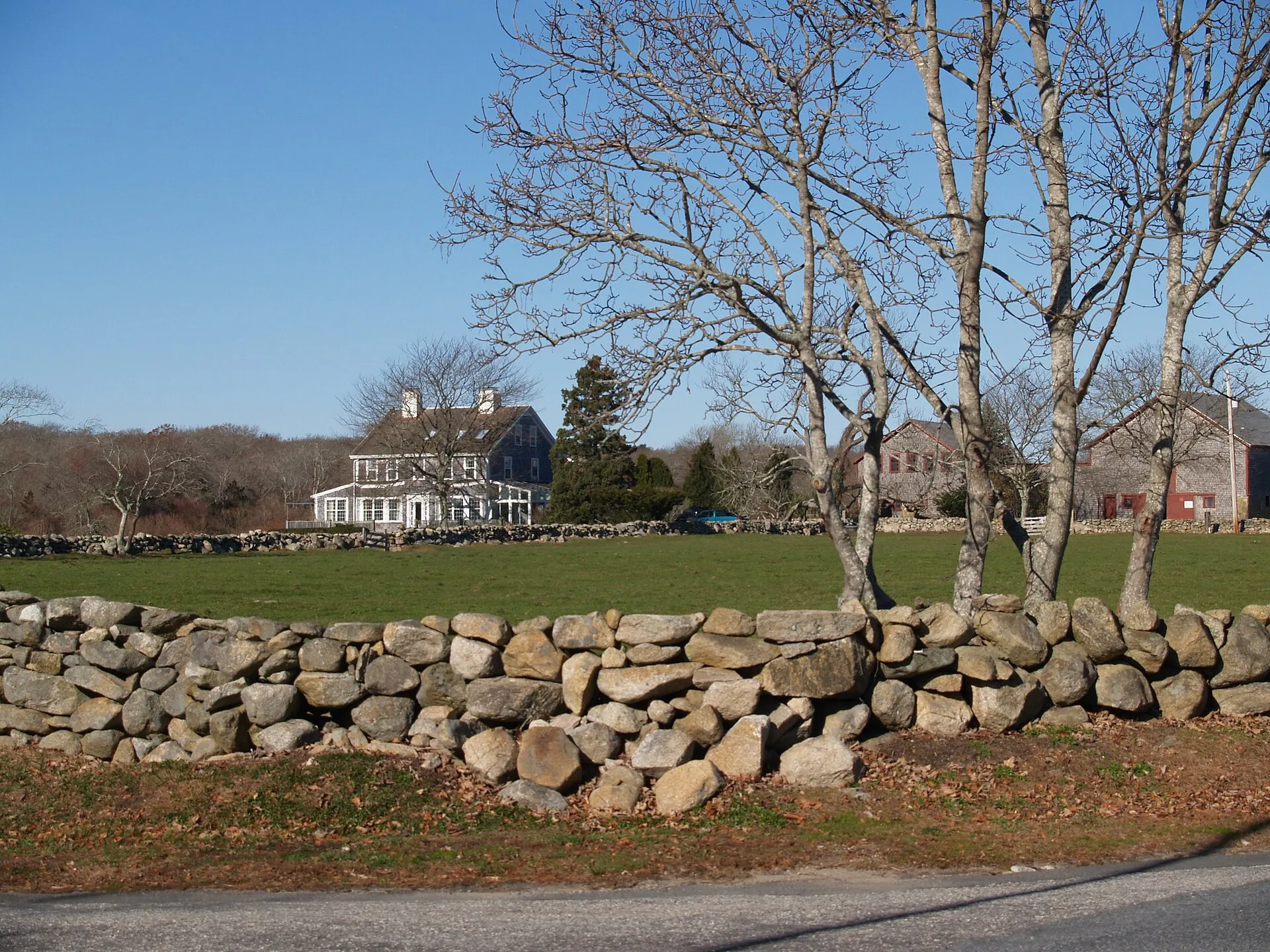 Stone wall and field scene, Westport, Massachusetts.