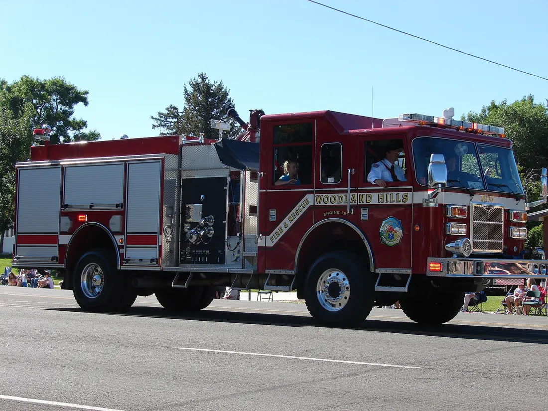 Engine 191 of the Woodland Hills Fire Department the Spanish Fork city's annual Fiesta Days parade in Utah, July 2015