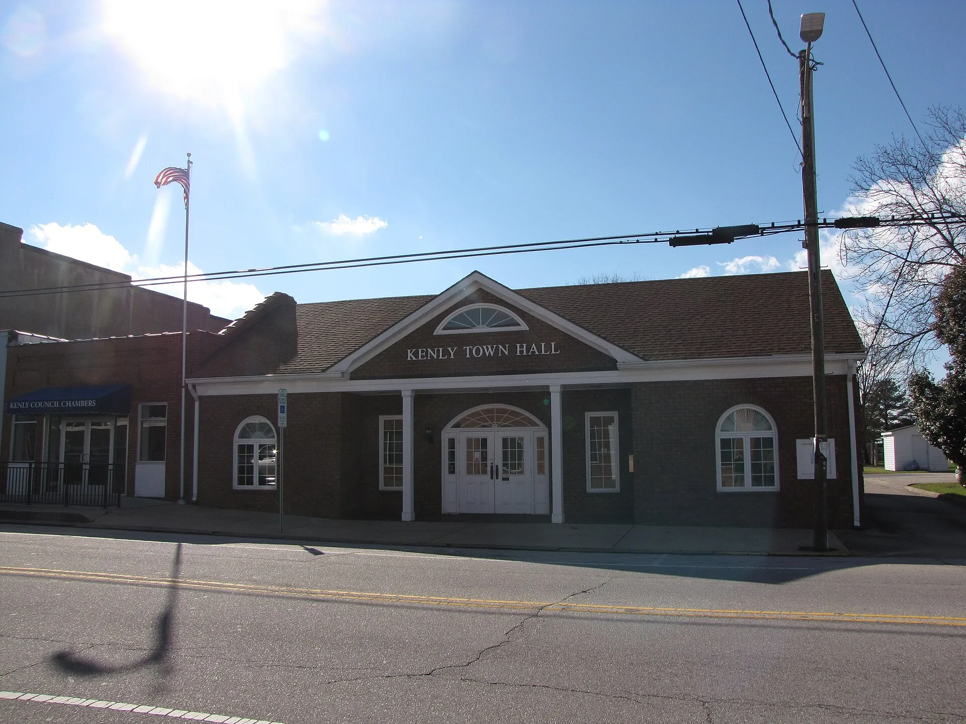 The town hall on Second Street in Kenly, North Carolina