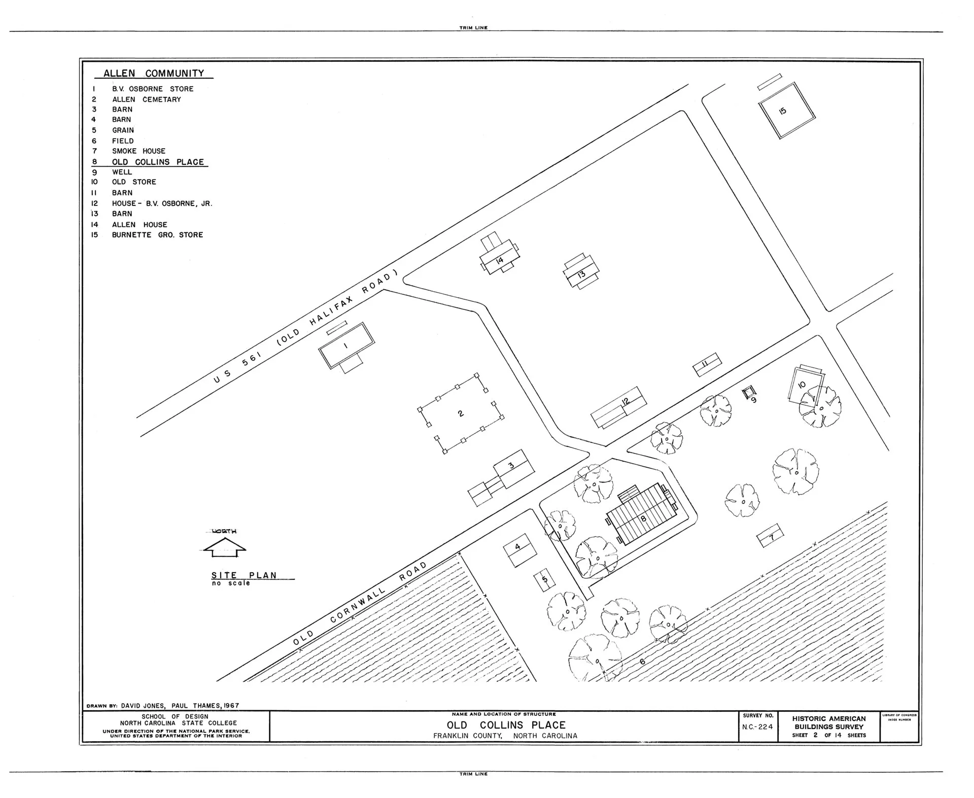 Old Collins Place, State Route 561, Louisburg, Franklin County, NC HABS NC,35-LOUBU.V,5- (sheet 2 of 14).tif