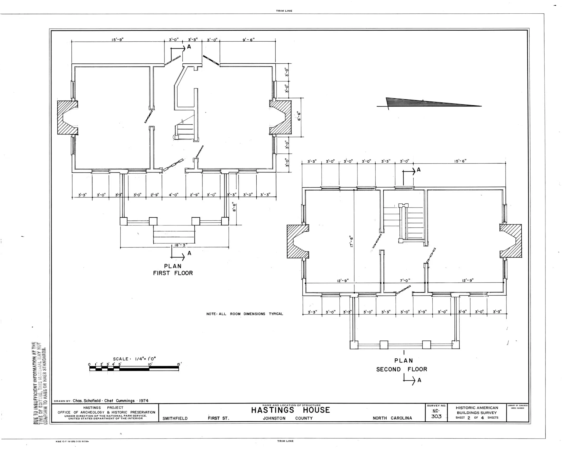 Hastings House, Johnston Street (moved to First Street), Smithfield, Johnston County, NC HABS NC,51-SMIT,1- (sheet 2 of 4).tif