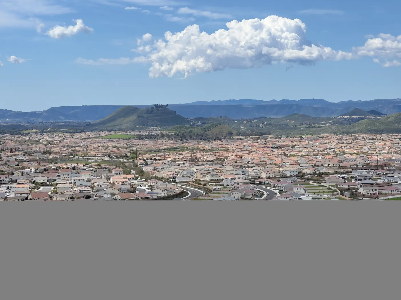 French Valley viewed from a nearby hill, facing southwest