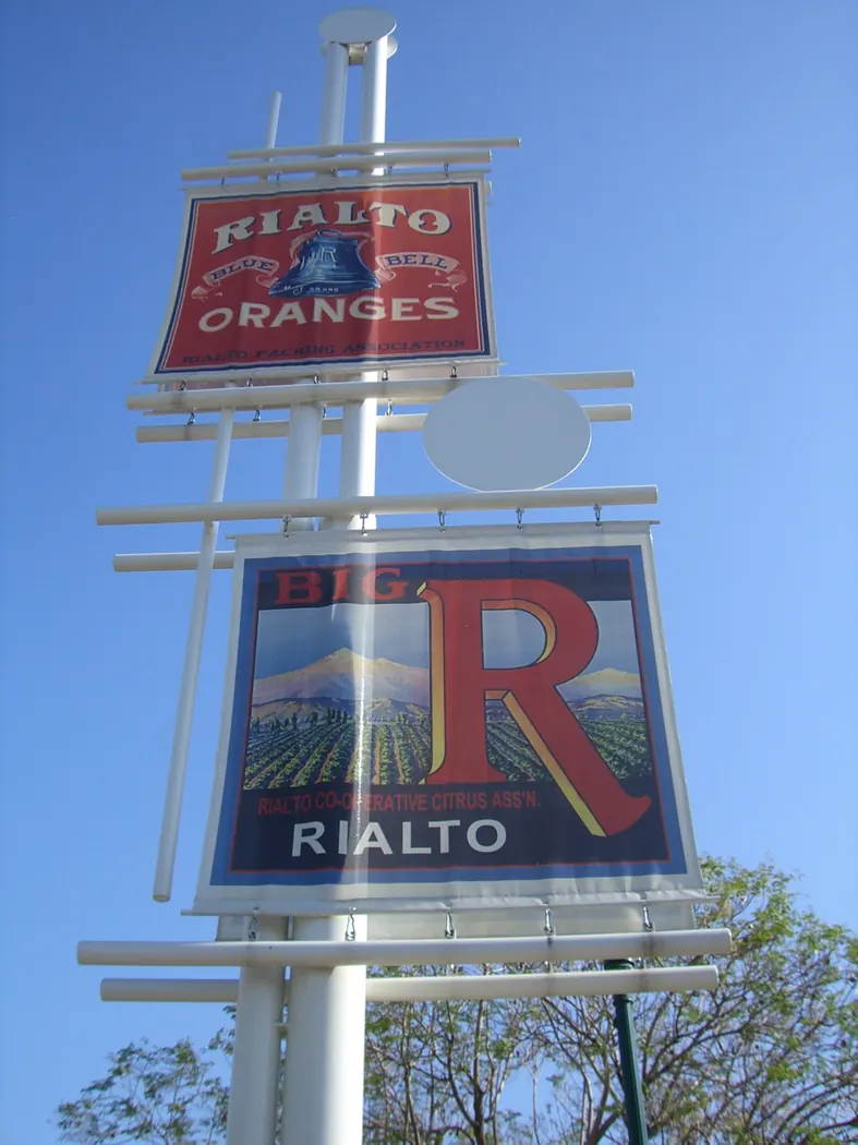 Rialto Oranges Sign (historic citrus sign landmark), Rialto, California