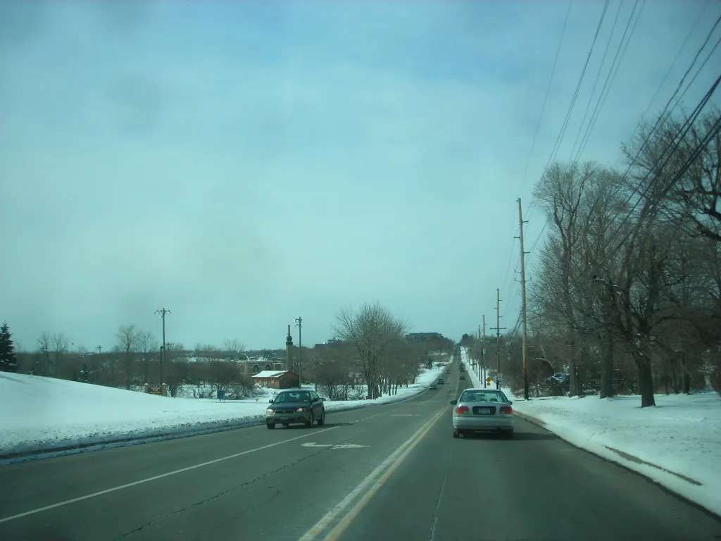 Looking west on Westfall Road in Brighton