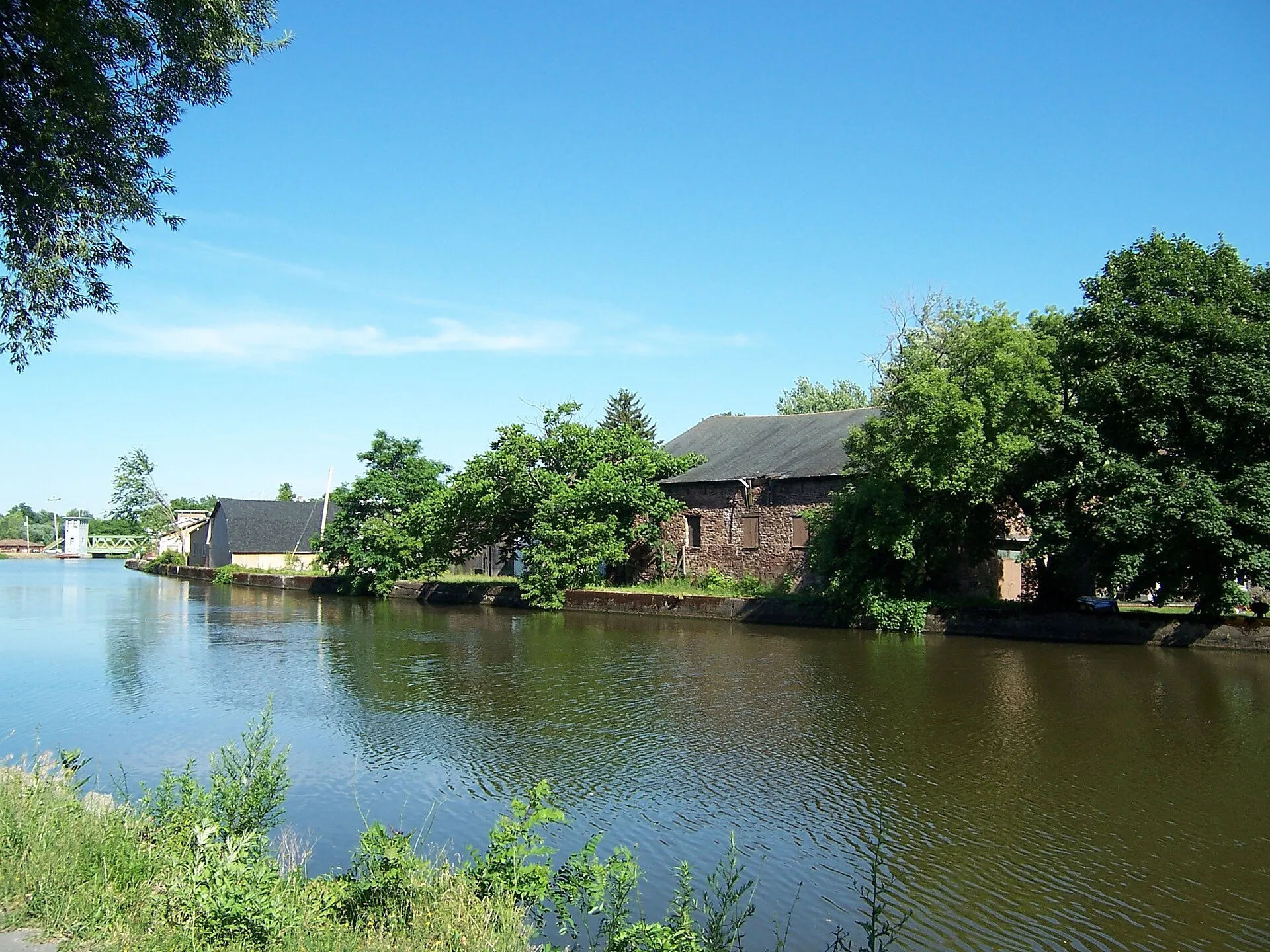 Whiteside/Barnett buildings (1850-52) from the Erie Canal side, Brockport