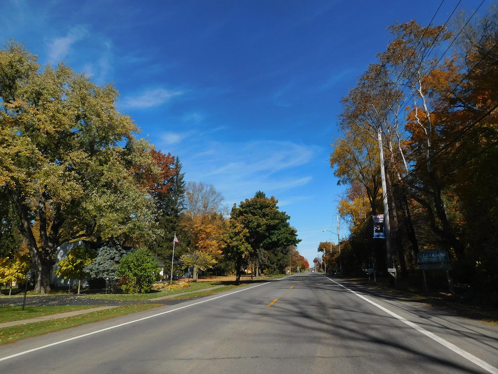 NY 19 northbound entering the hamlet of Clarkson Corners