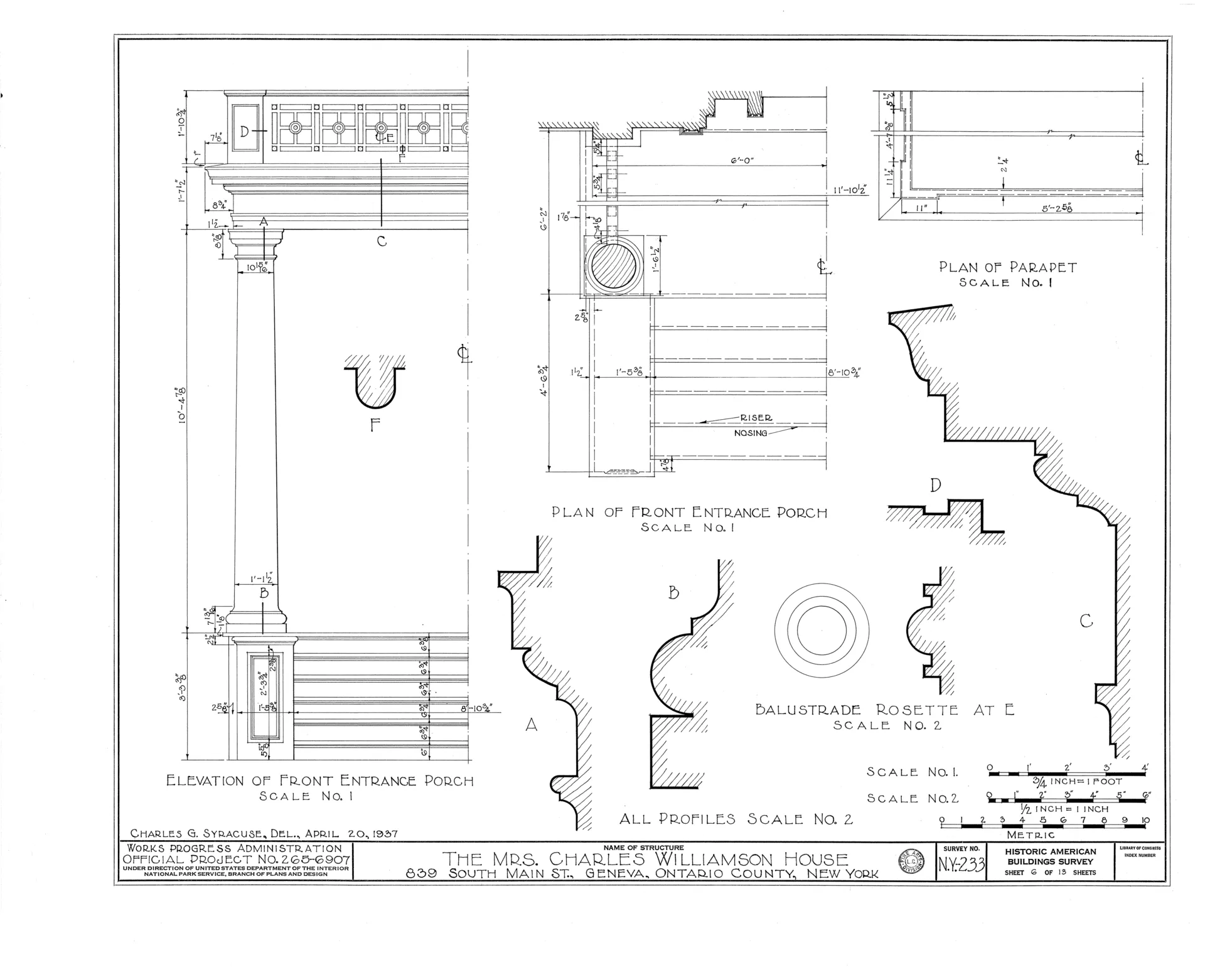 Colonel Charles Williamson House 839 South Main Street Geneva Ontario County NY HABS NY 35 GEN 2 sheet 6 of 13