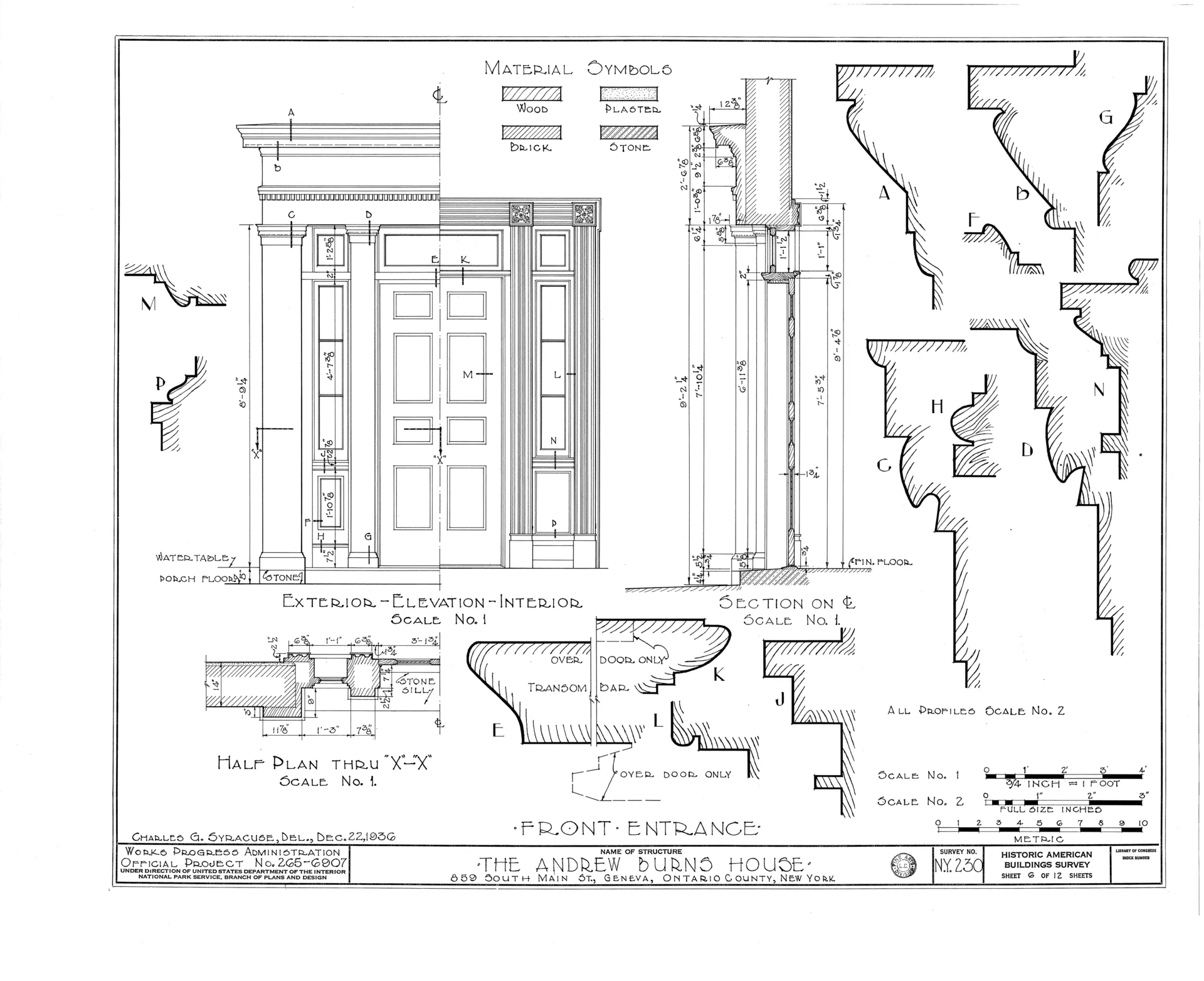 Andrew Burns House 859 South Main Street Geneva Ontario County NY HABS NY 35 GEN 3 sheet 6 of 12