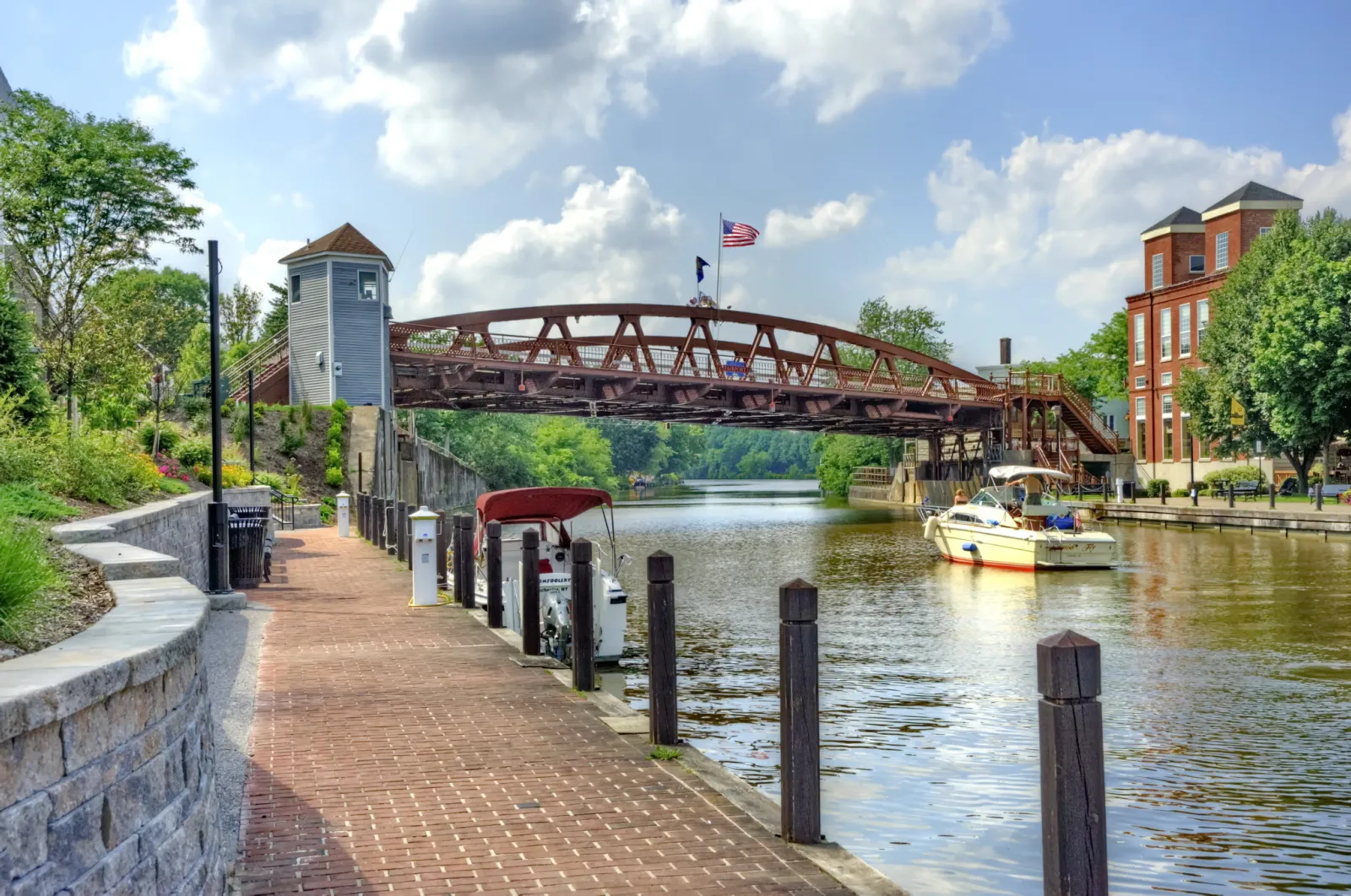 The lift bridge carrying Main Street over the Erie Canal in Fairport, town of Perinton
