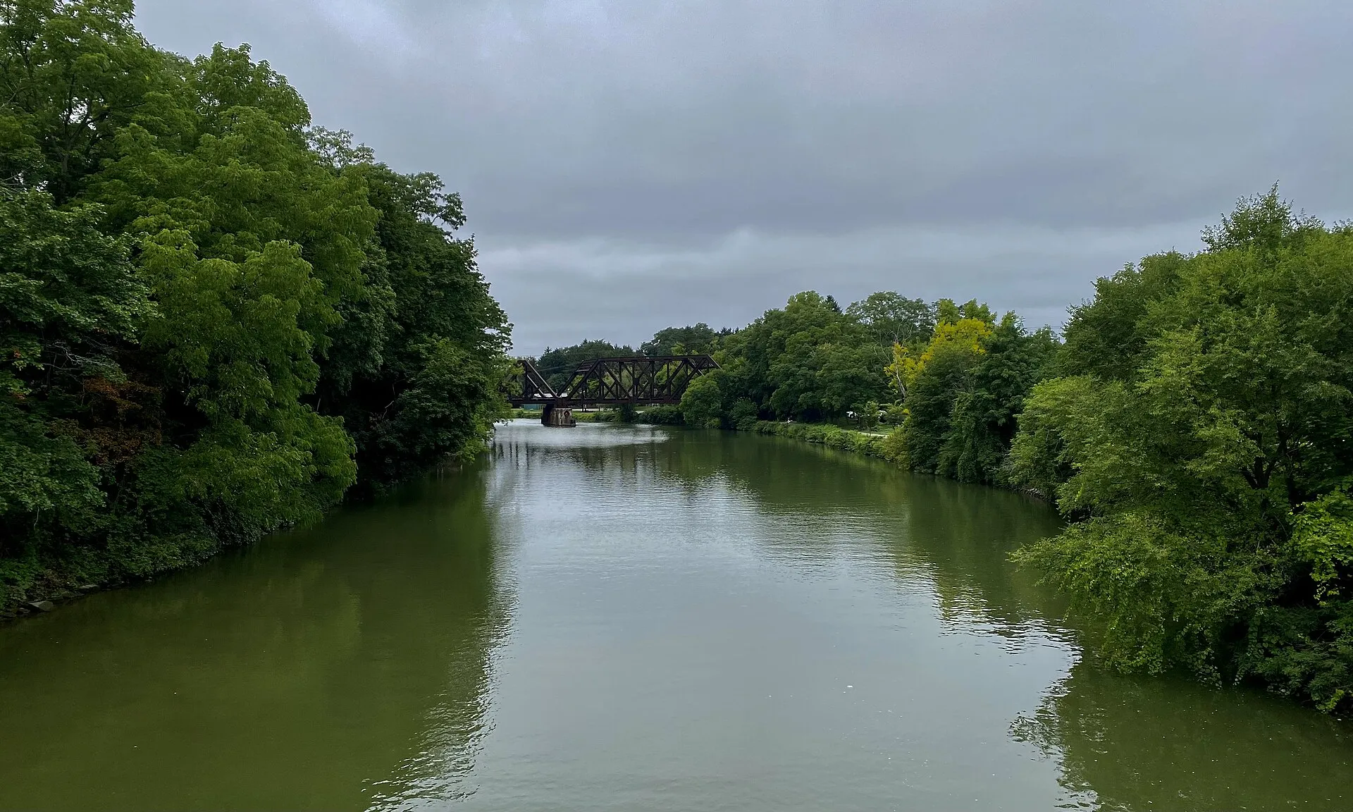 Looking westward along the Erie Canal from the North Main Street bridge, Pittsford