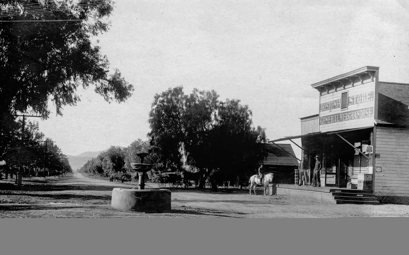 Historic postcard of the Bostonia Store