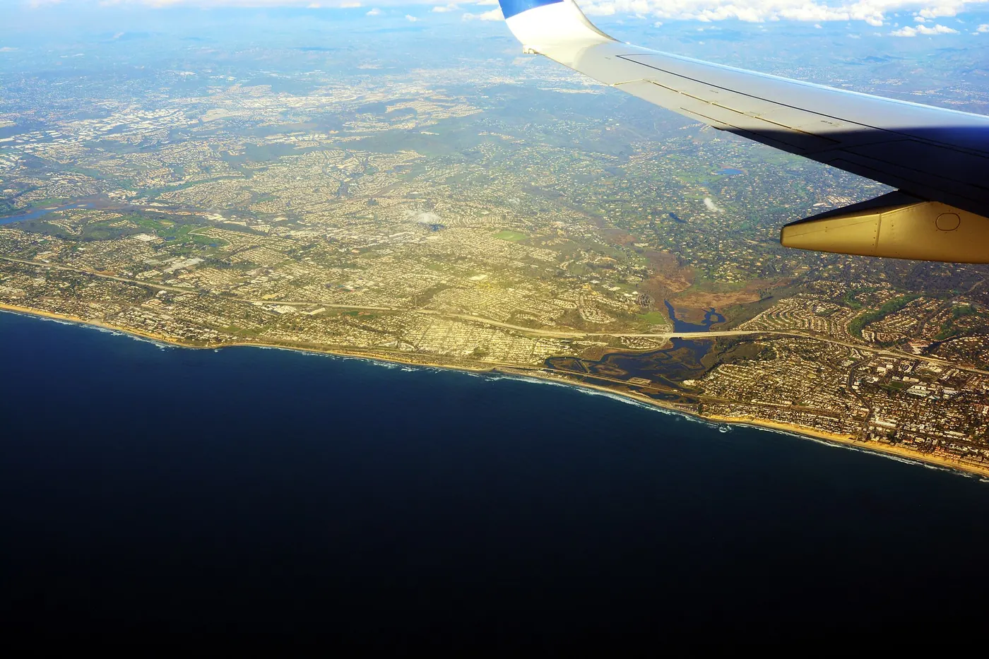 Aerial view of the coast around Encinitas and Solana Beach