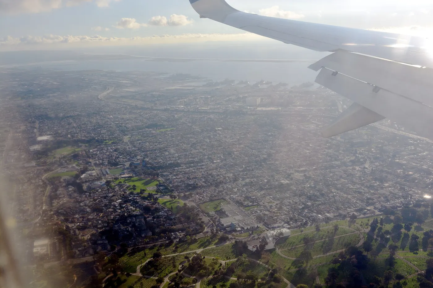 Aerial view looking southwest toward National City and the bay