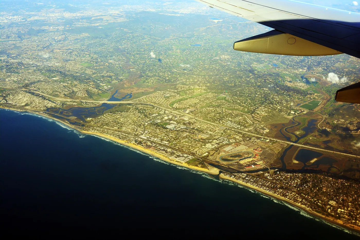 Aerial view of the coast around Solana Beach