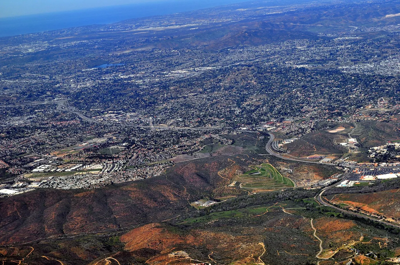 Aerial view of Spring Valley with California State Route 94