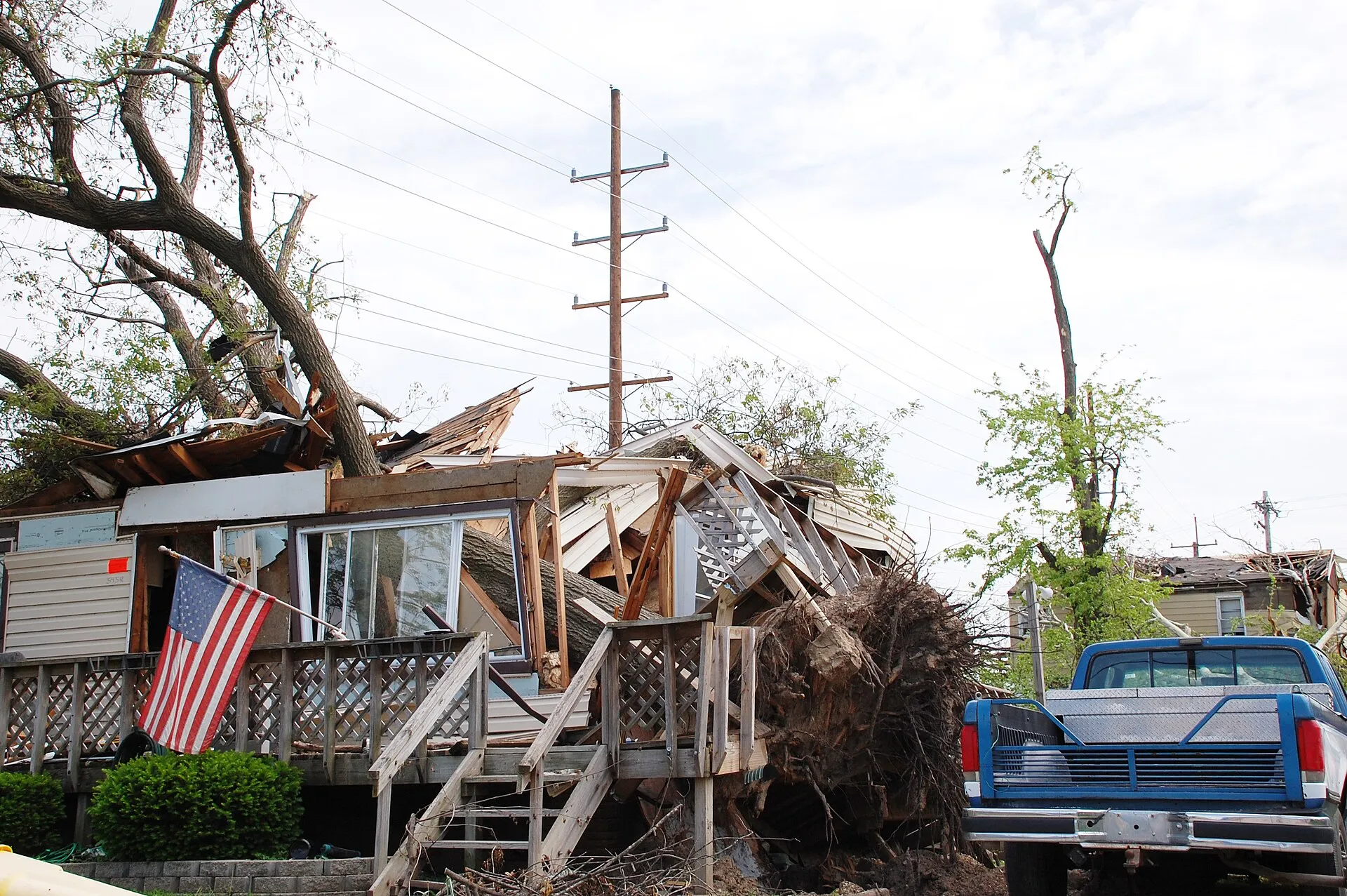 The original database describes this as: Title: Tornado Damage in St Louis County Production Date: 05/12/2011 Caption: Berkeley, Mo. , May 12, 2011 -- This home was severely damaged during the April 22 tornado that hi...