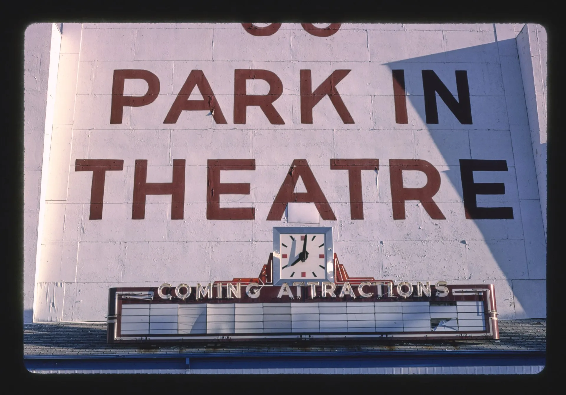Title: 66 Park-in Theater, detail, Route 366, Crestwood, Missouri Physical description: 1 photograph : color transparency ; 35 mm (slide format). Notes: Forms part of: John Margolies Roadside America photograph archiv...