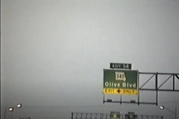 Interstate 270 North approaches Route 340, Olive Blvd exit - Creve Coeur, Missouri, 1993