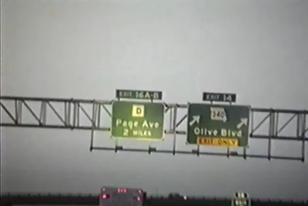 Interstate 270 North at Route 340, Olive Blvd exit - Creve Coeur, Missouri, 1993