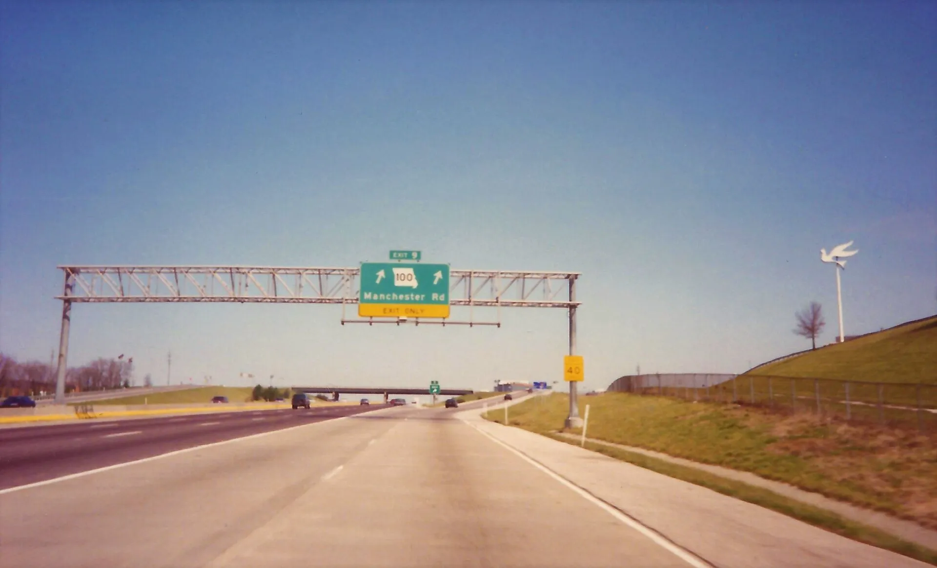 Interstate 270 North at Route 100, Manchester Rd exit - Des Peres, Missouri, March 1991