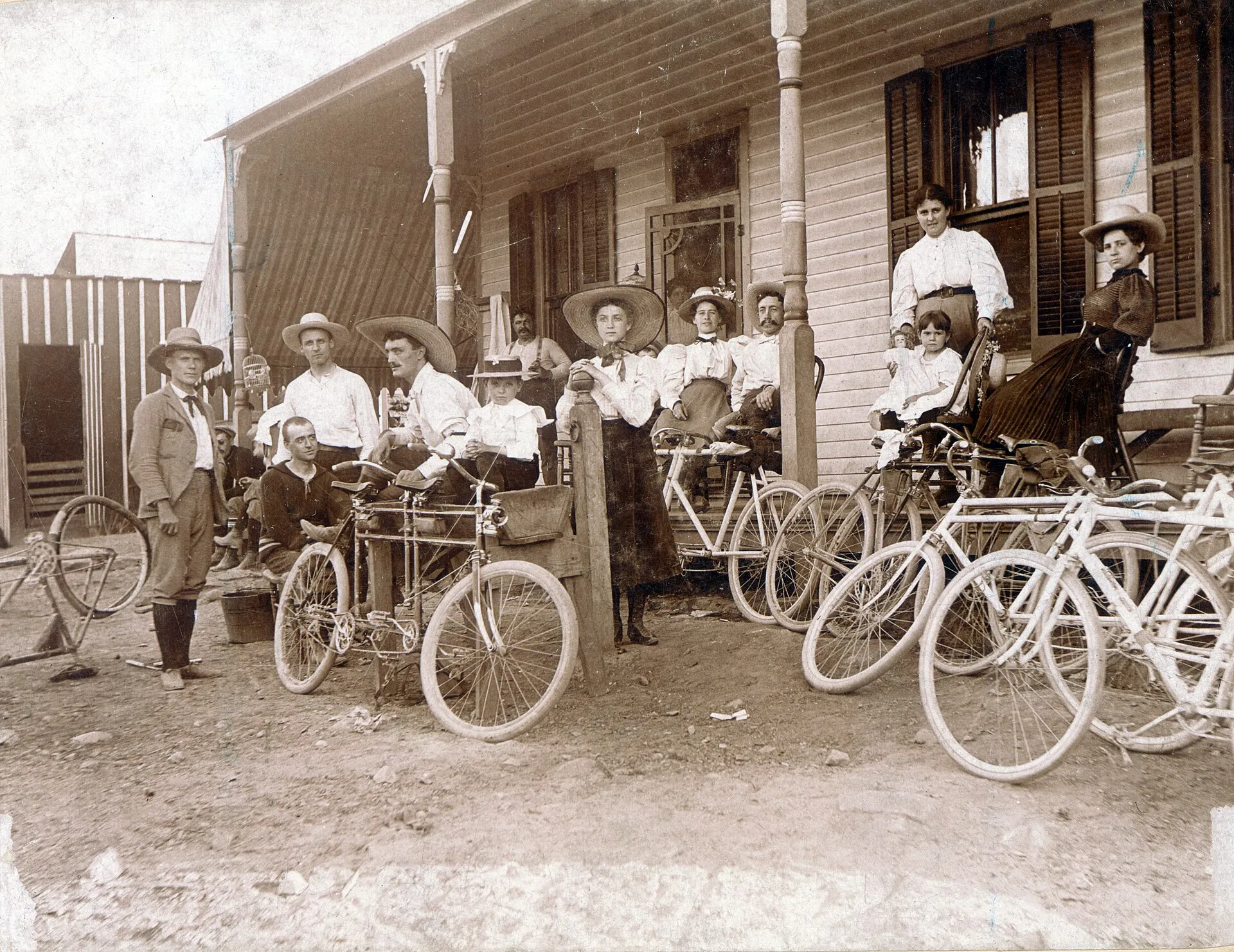 Title: Bicycle party resting in Fenton, Missouri, 12 September 1897.
