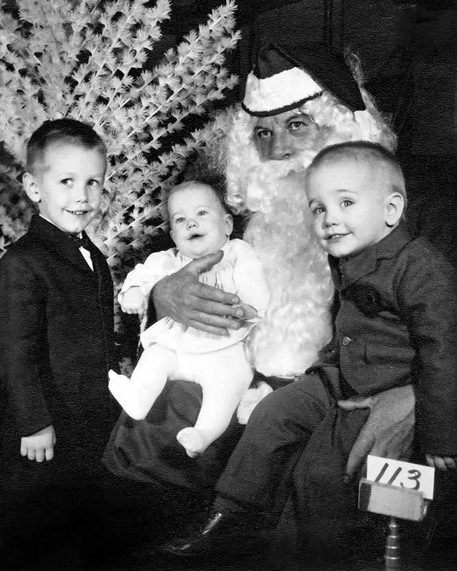 Santa Claus with his Kids visiting River Roads Mall - Jennings, Missouri, 1962