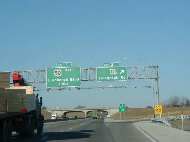 Interstate 255 & US 50 West at Route 231, Telegraph Rd exit - Mehlville, Missouri, 1999