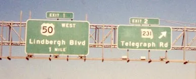Interstate 255 & US 50 West at Route 231, Telegraph Rd exit - Mehlville, Missouri, 2000