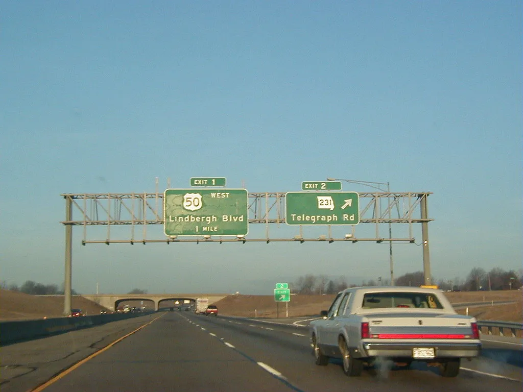 Interstate 255 & US 50 West at Route 231, Telegraph Rd exit - Mehlville, Missouri, 2001